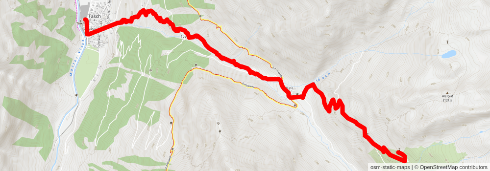Hike to the Täsch Hut Nr 45 stage 2 Map