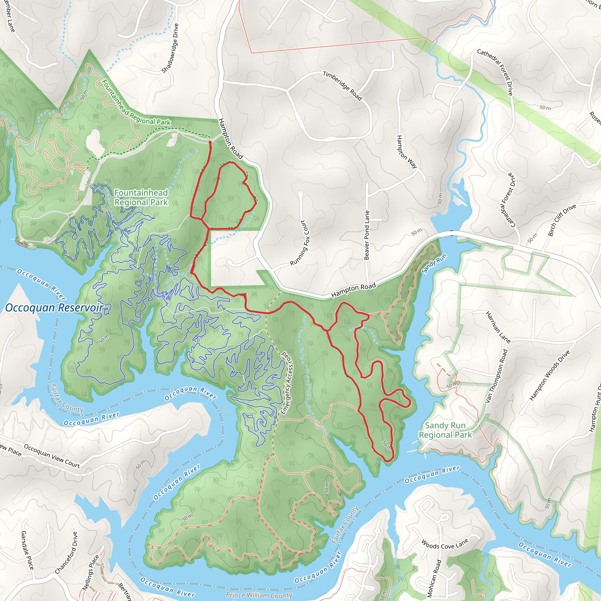Blue and Red Equestrian Loop Trail mobile static map