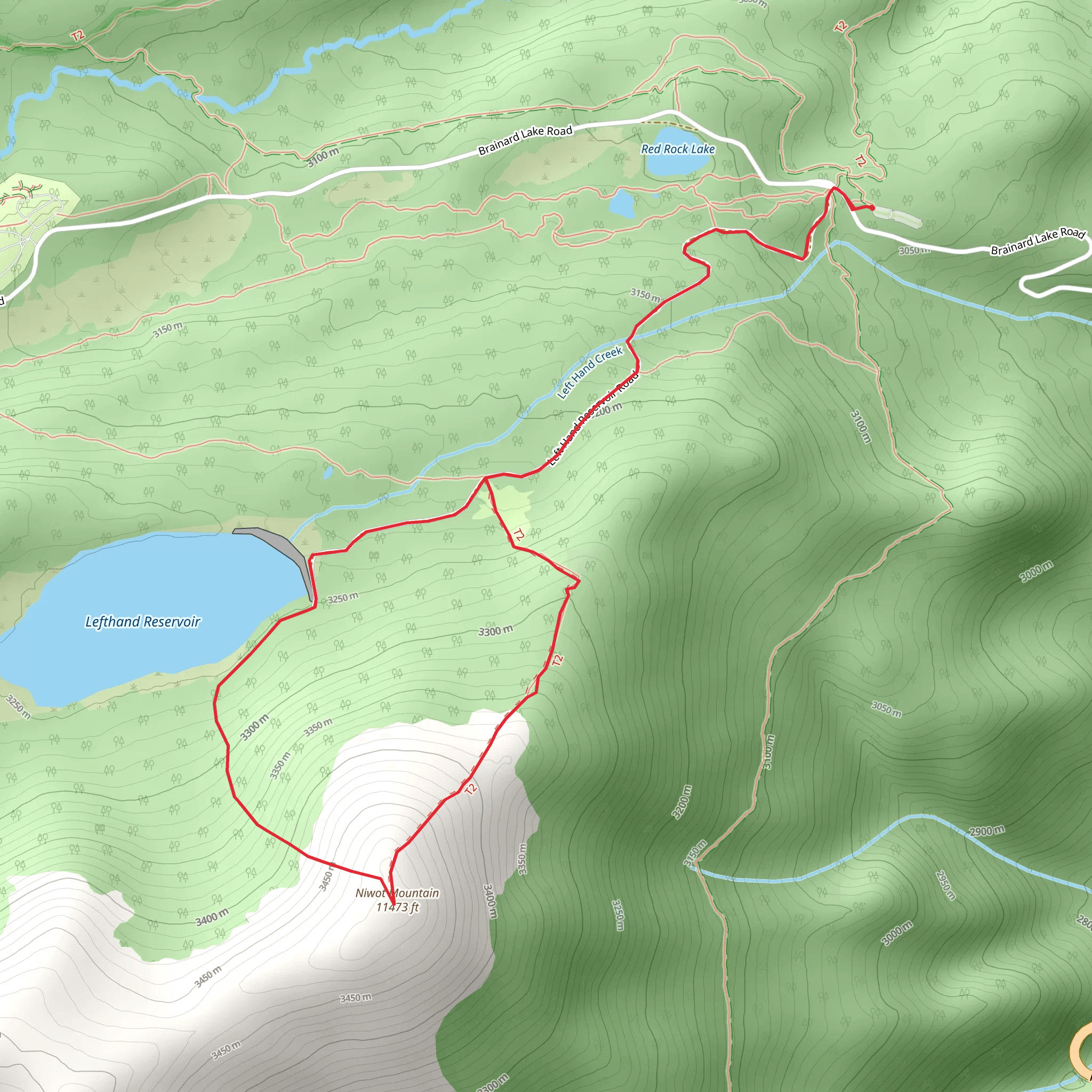 Niwot Mountain and Left Hand Reservoir Loop mobile static map
