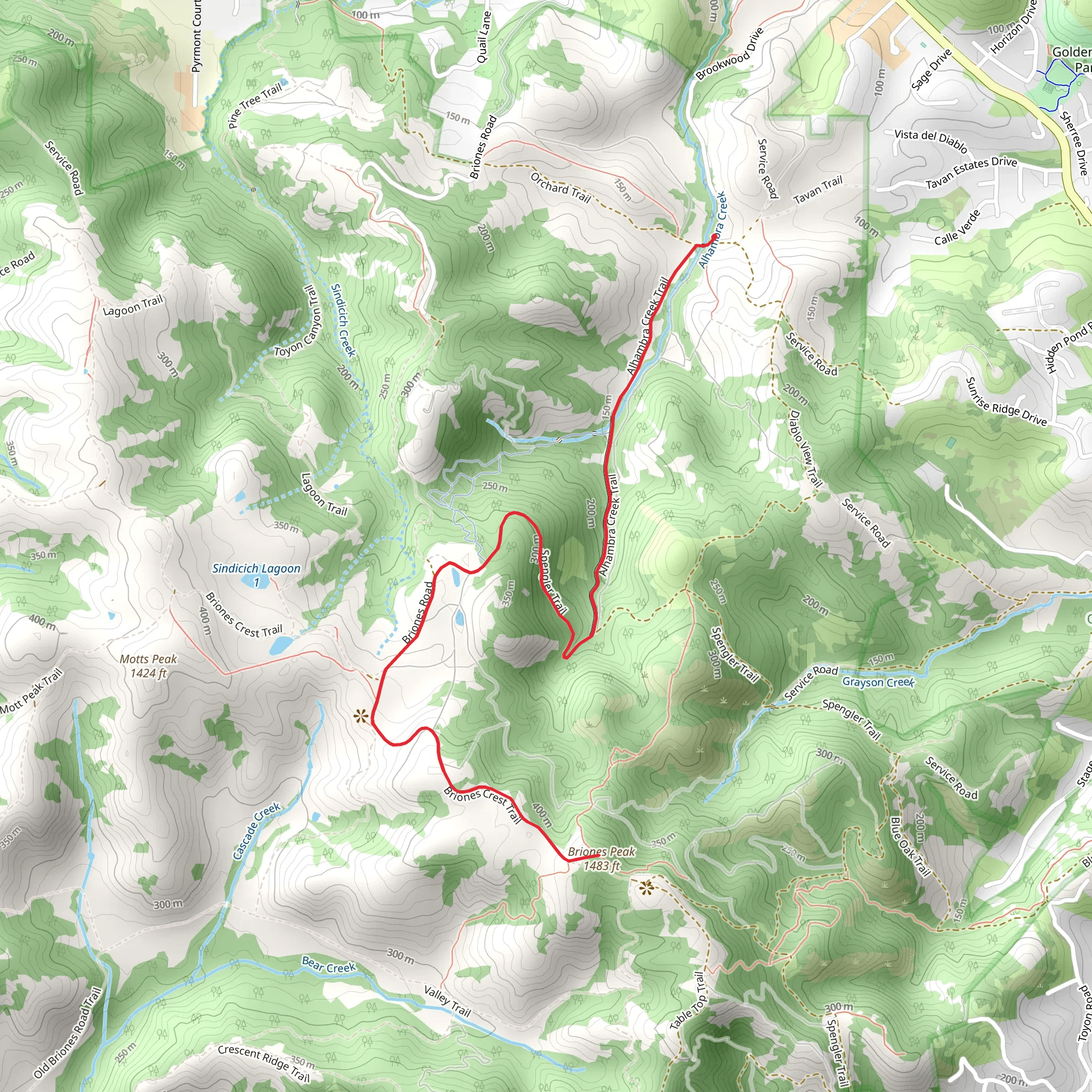 Briones Crest Trail via Alhambra Creek Trail mobile static map