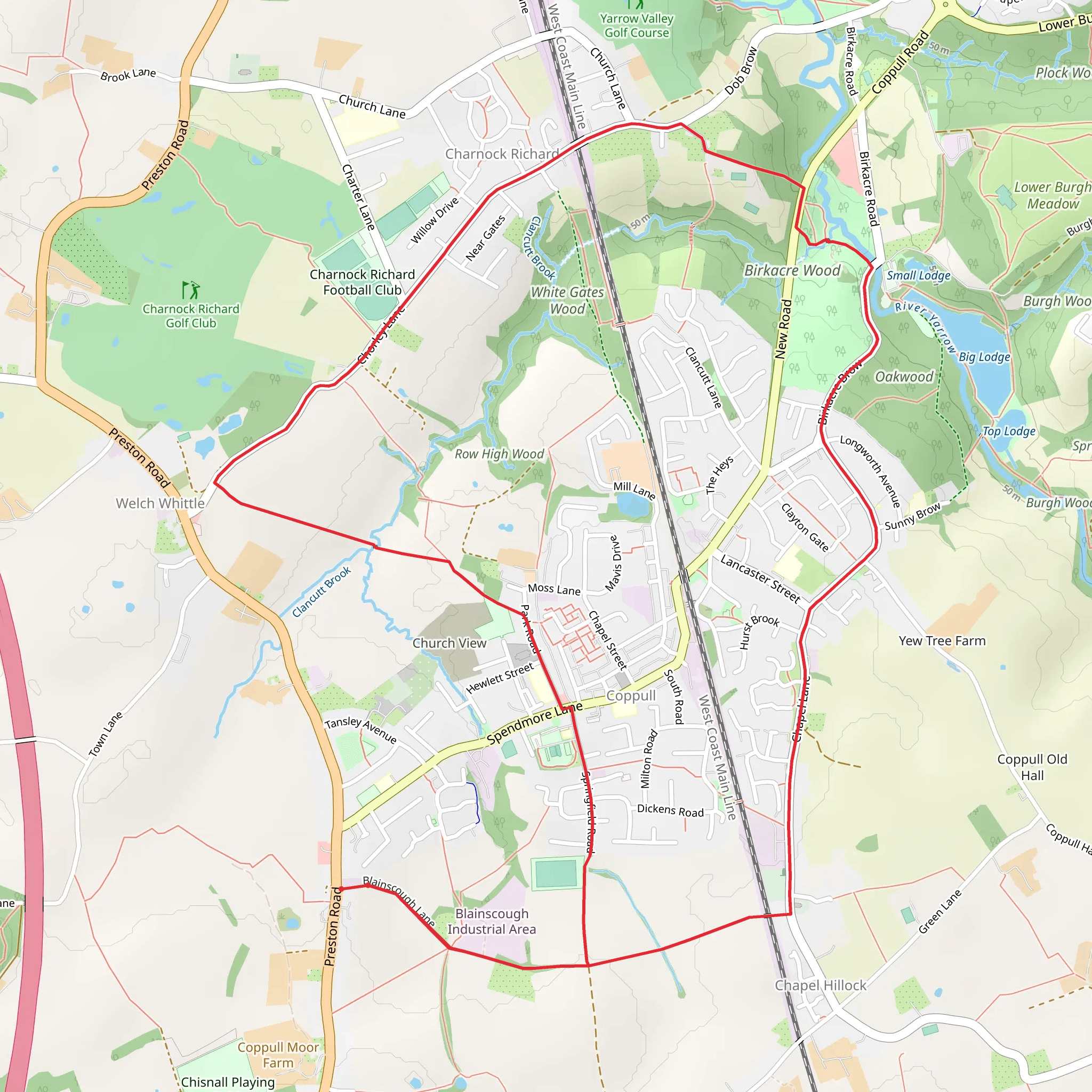 Yarrow Valley Country Park Loop mobile static map