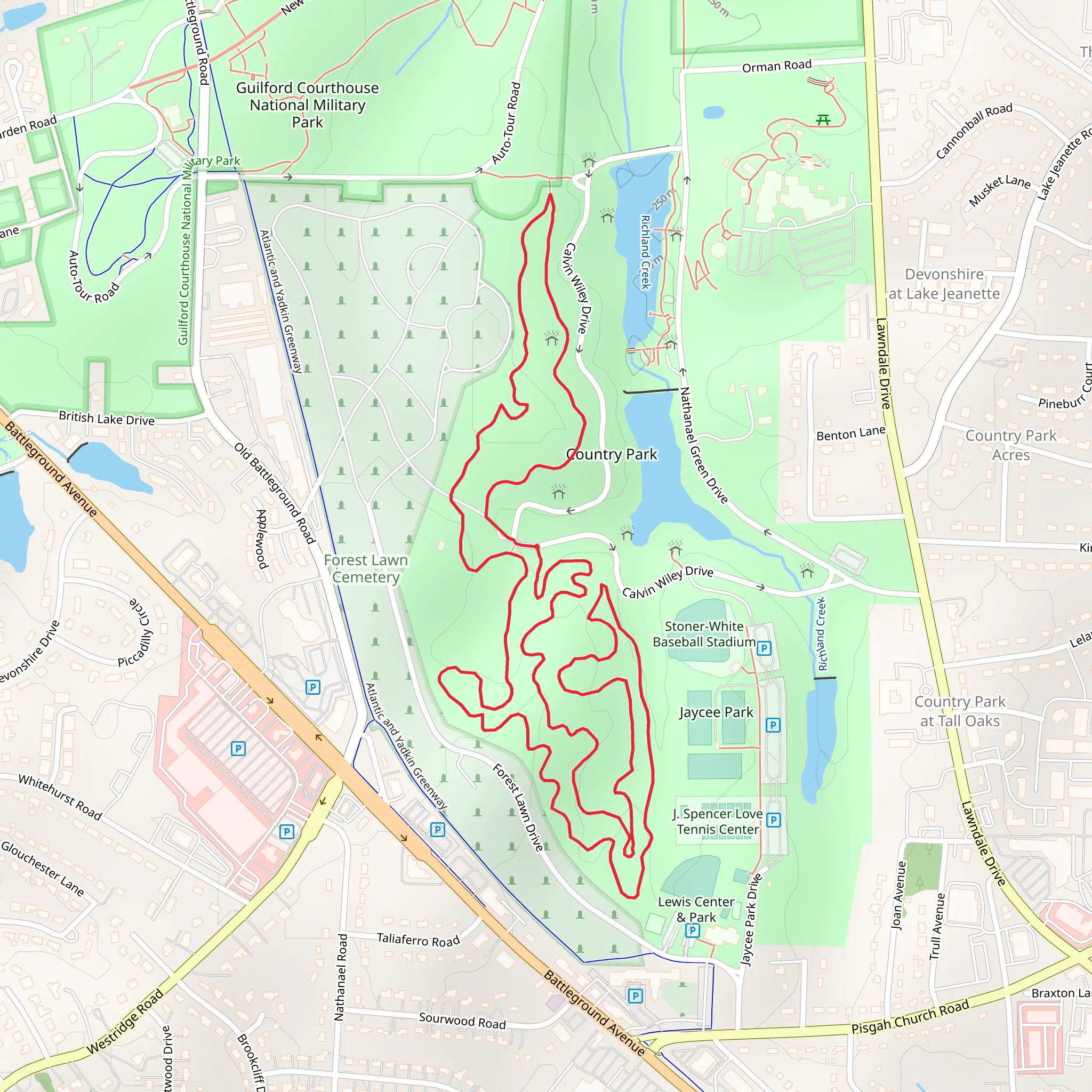 Jaycee Park and Lewis Center and Park Loop mobile static map