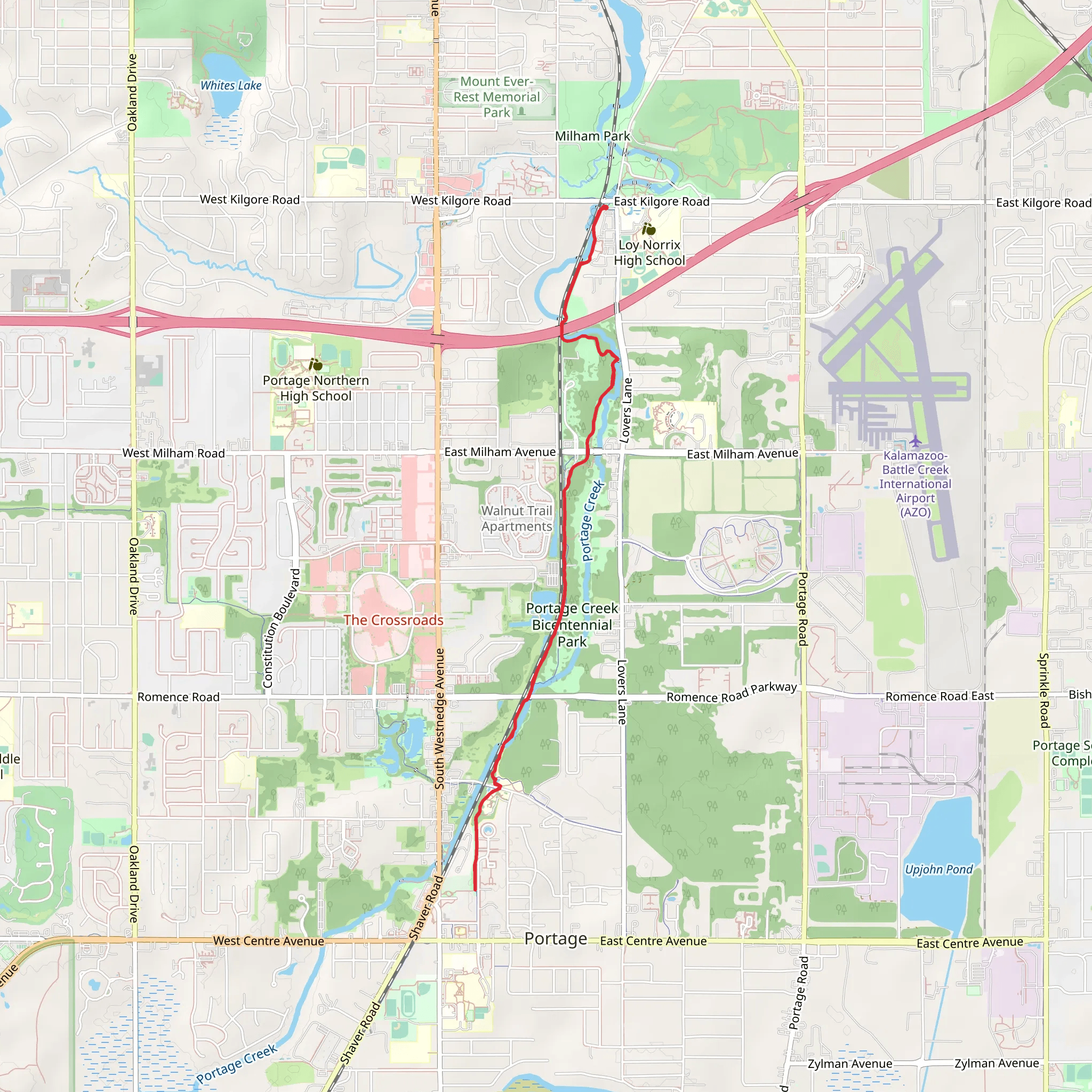 Portage Bicentennial Trail mobile static map