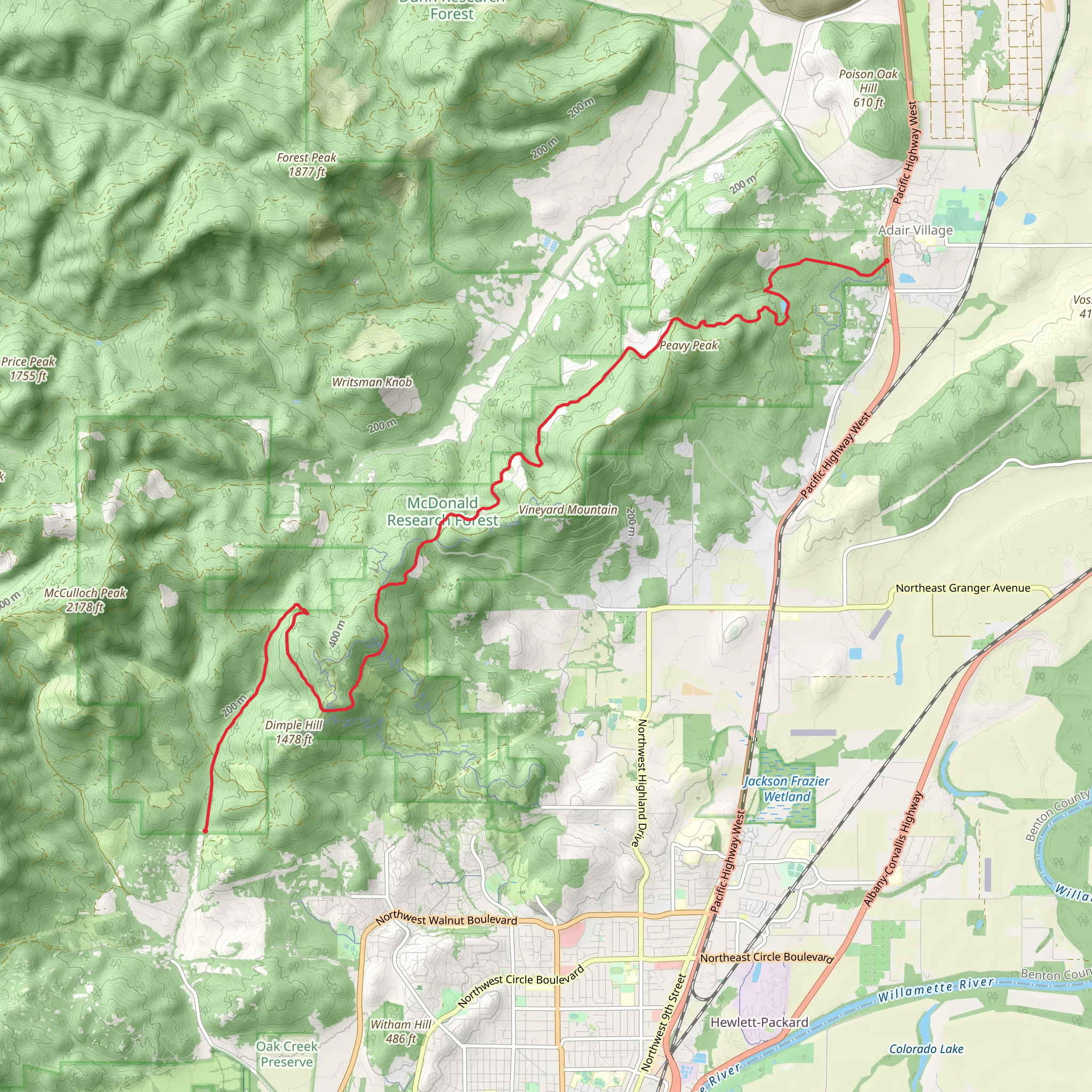 Adair Village to Northwest Oak Creek Drive mobile static map