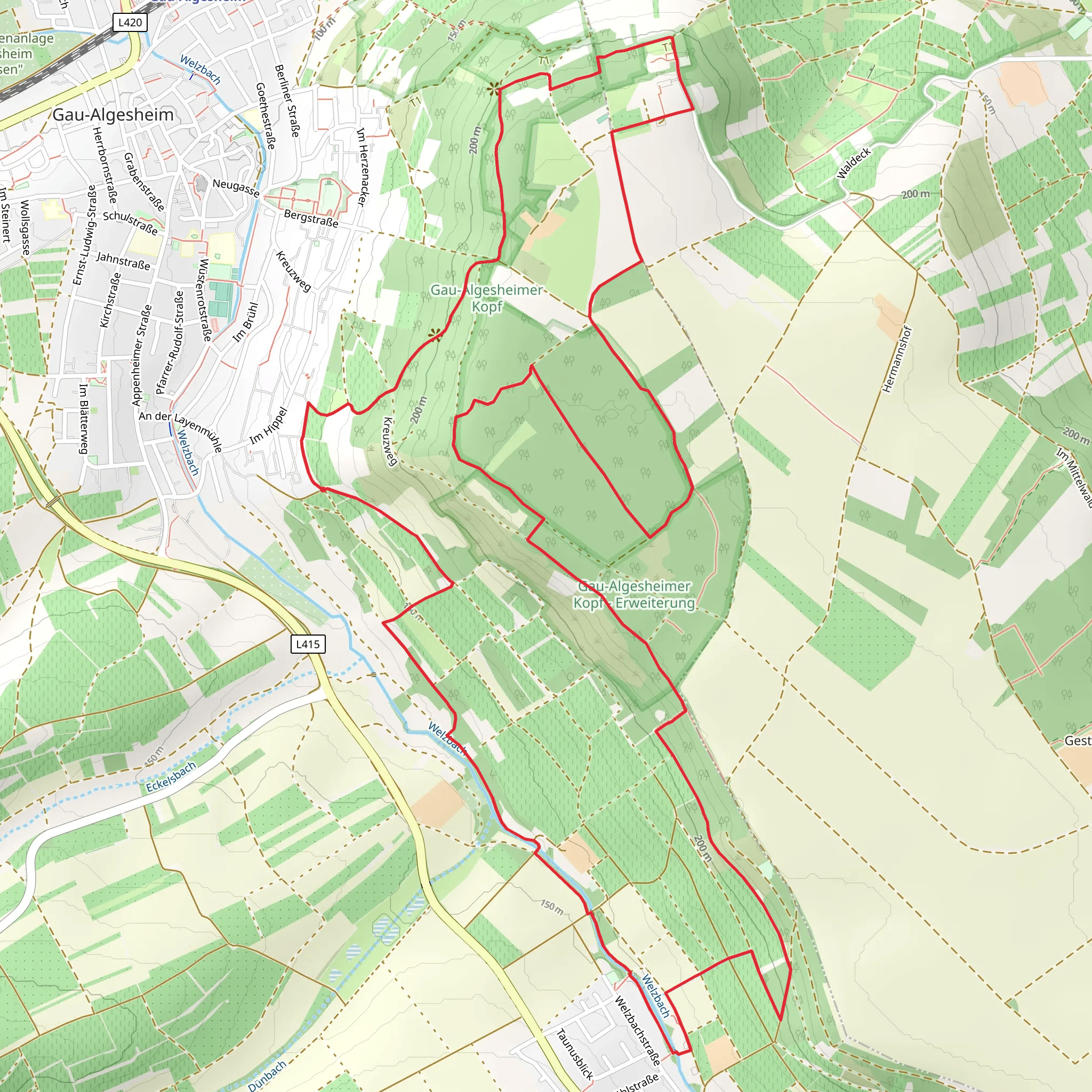 Hiwweltour Bismarckturm and Waldblick Runde mobile static map