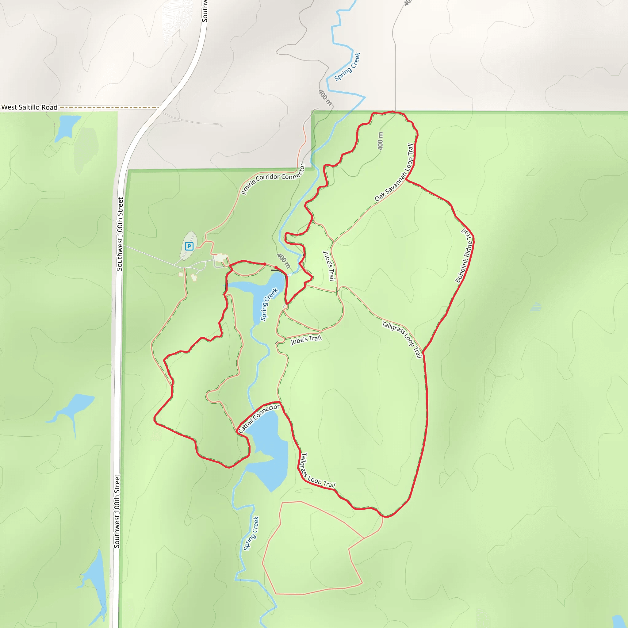 Elizabeth Rubendall Briding Trail, Prairie Trail and Woodland Trail mobile static map