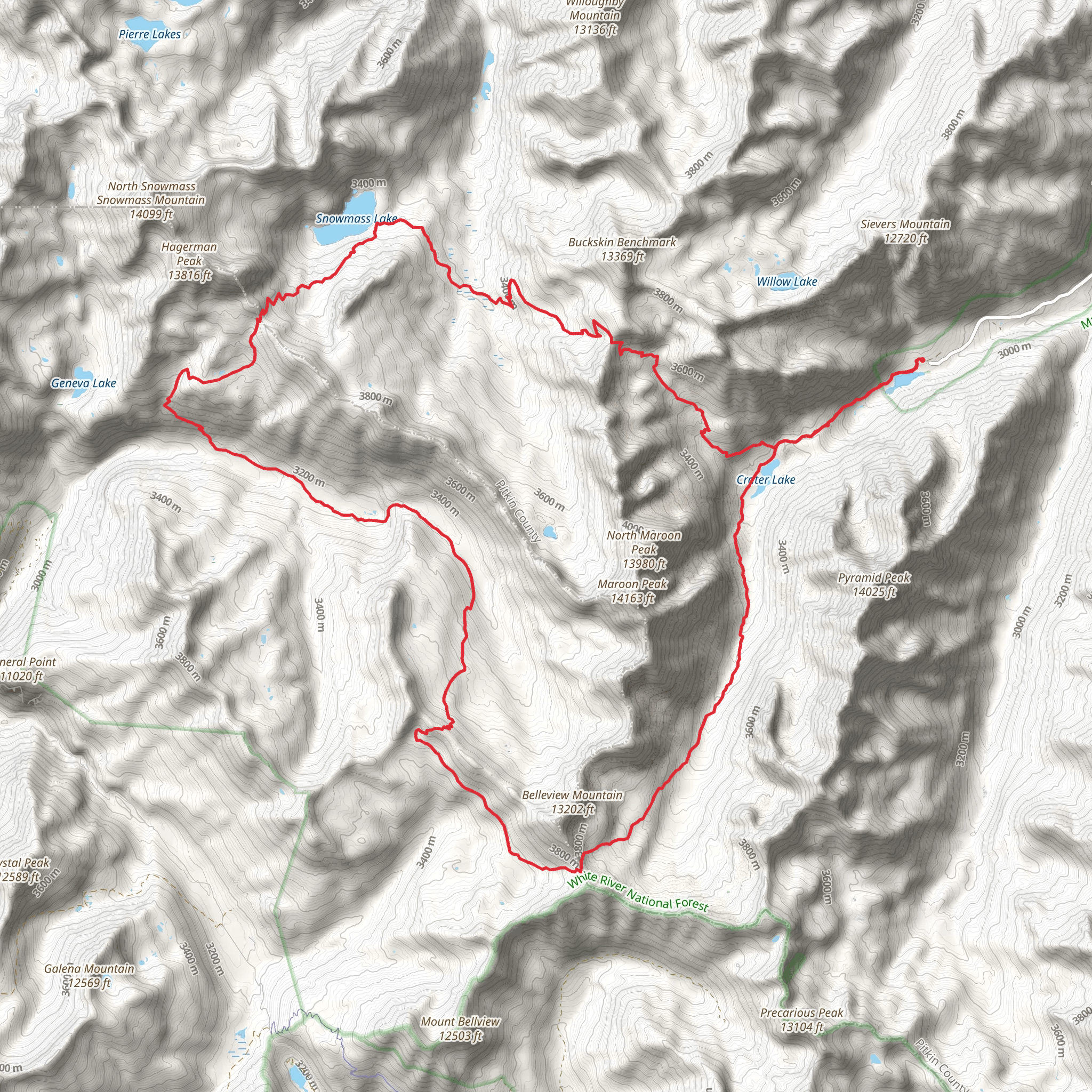 Maroon - Snowmass Loop Trail mobile static map