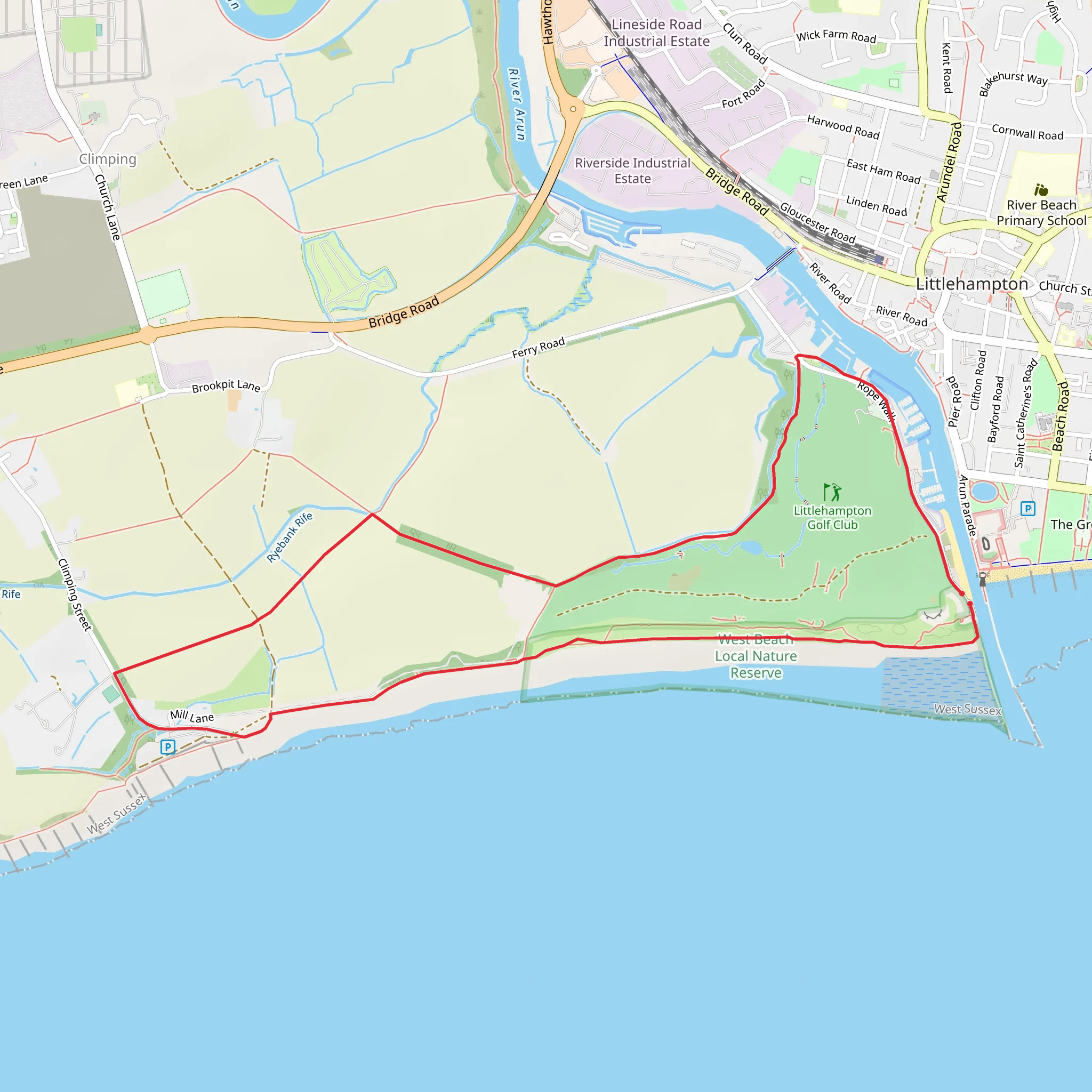 Littlehampton West Beach Loop mobile static map