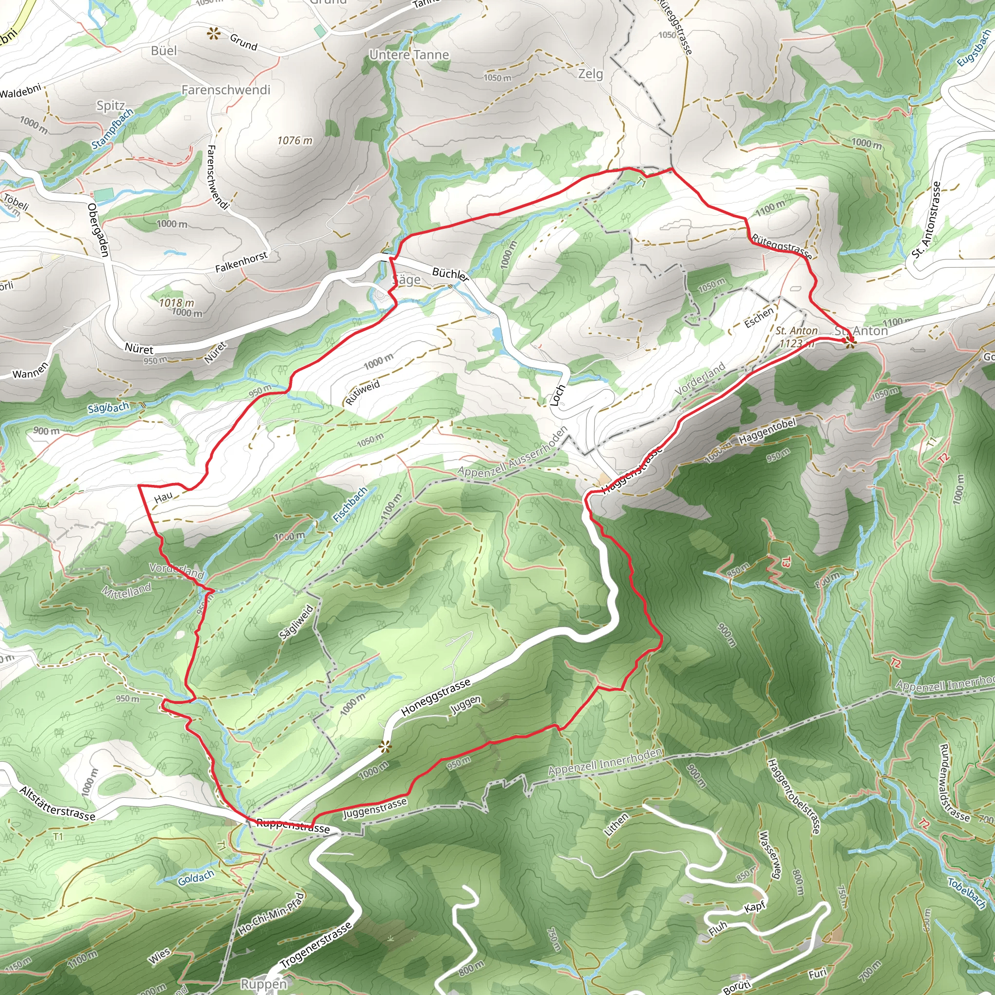 St Anton and Ruppen Pass Loop mobile static map