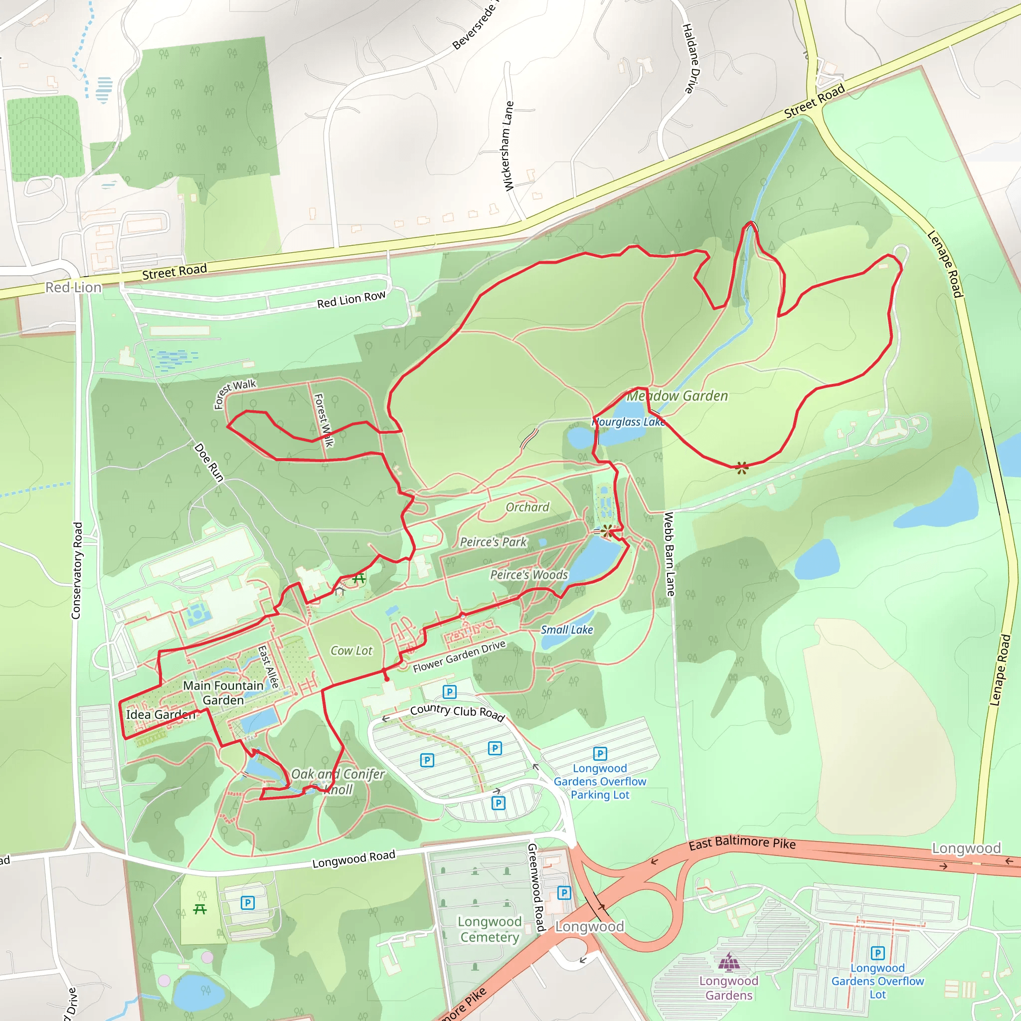 Longwood Gardens Loop mobile static map