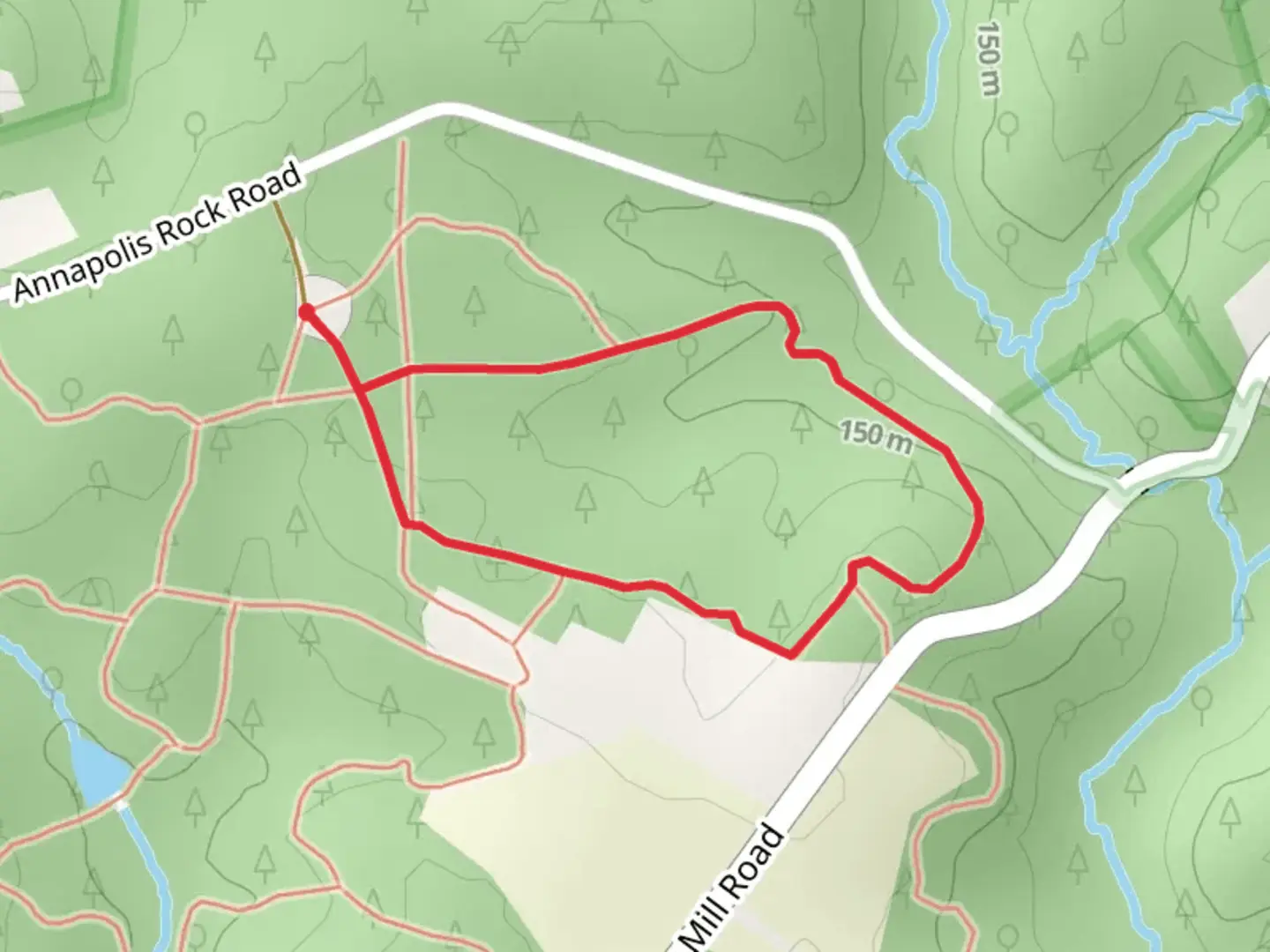 An image depicting the trail Annapolis Rock Road Loop and its surrounding area.