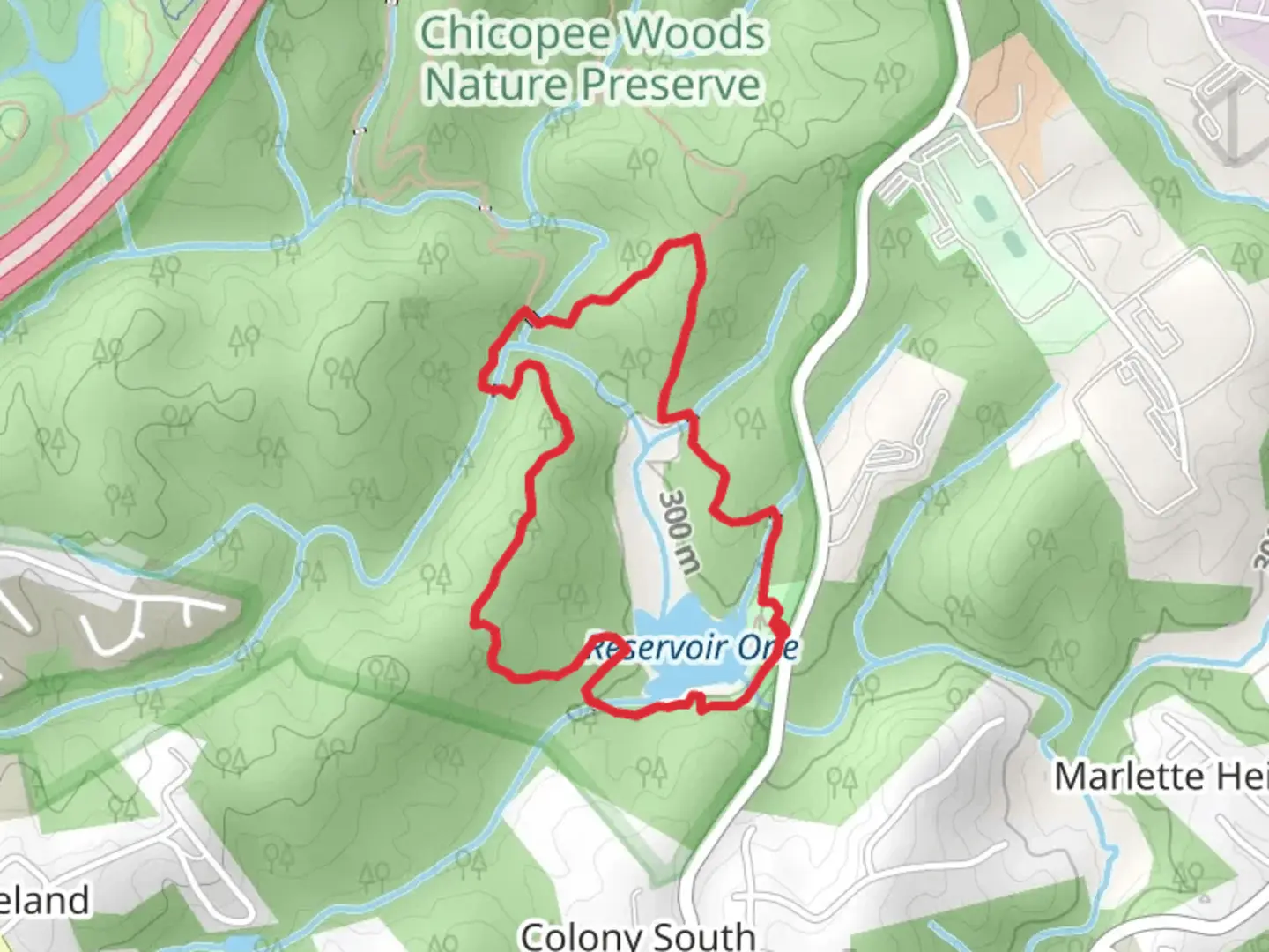 An image depicting the trail Reservoir One and Walnut Creek Loop and its surrounding area.