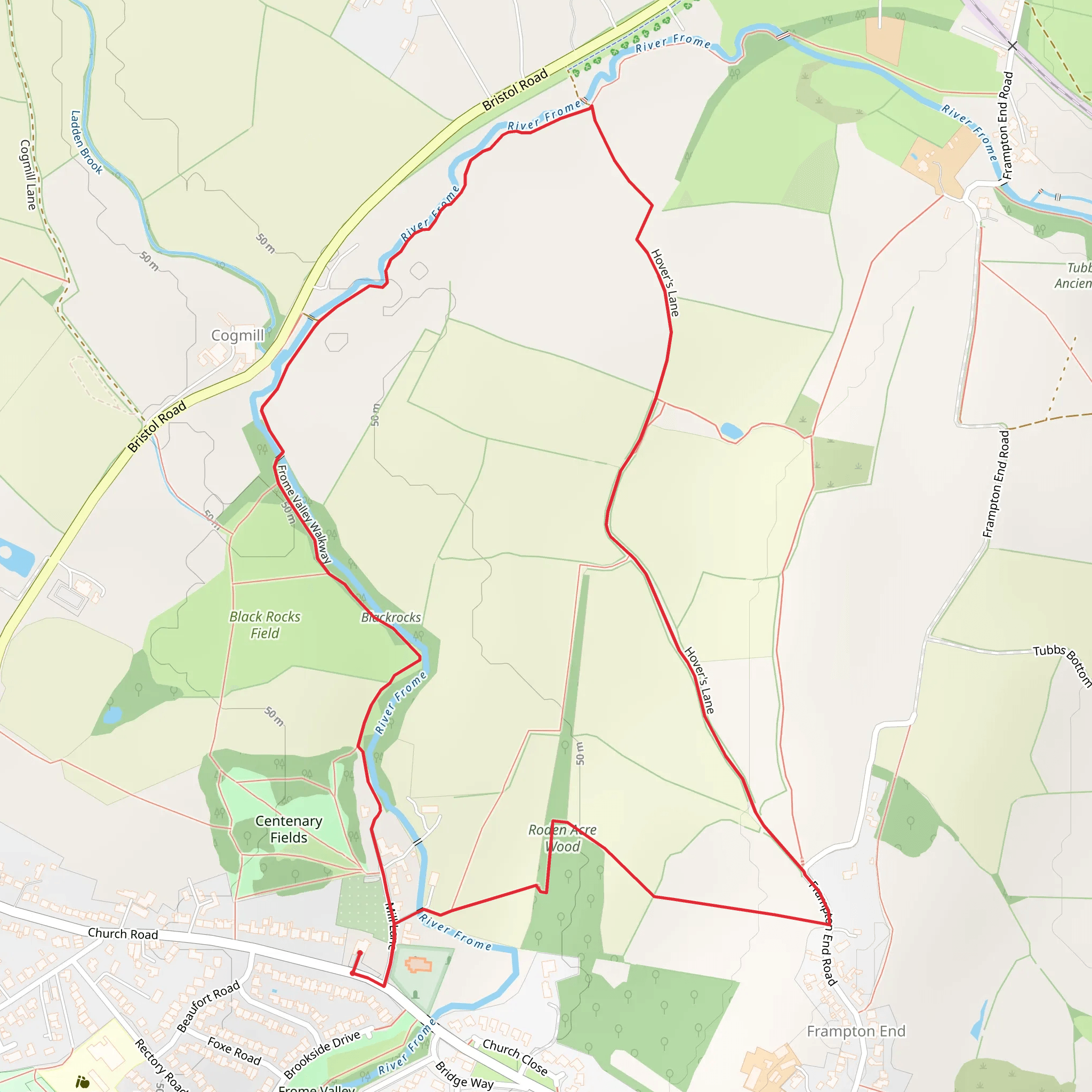 Roden Acre Wood and Frome Valley Walkway mobile static map
