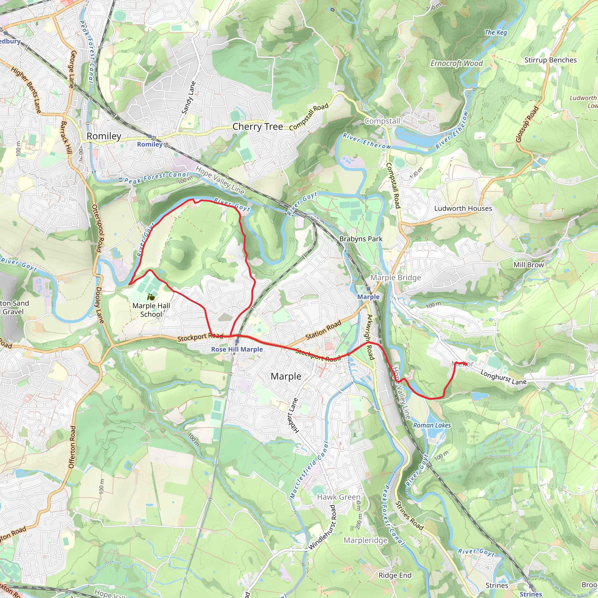 Rose Hill Marple Loop via Mellor mobile static map