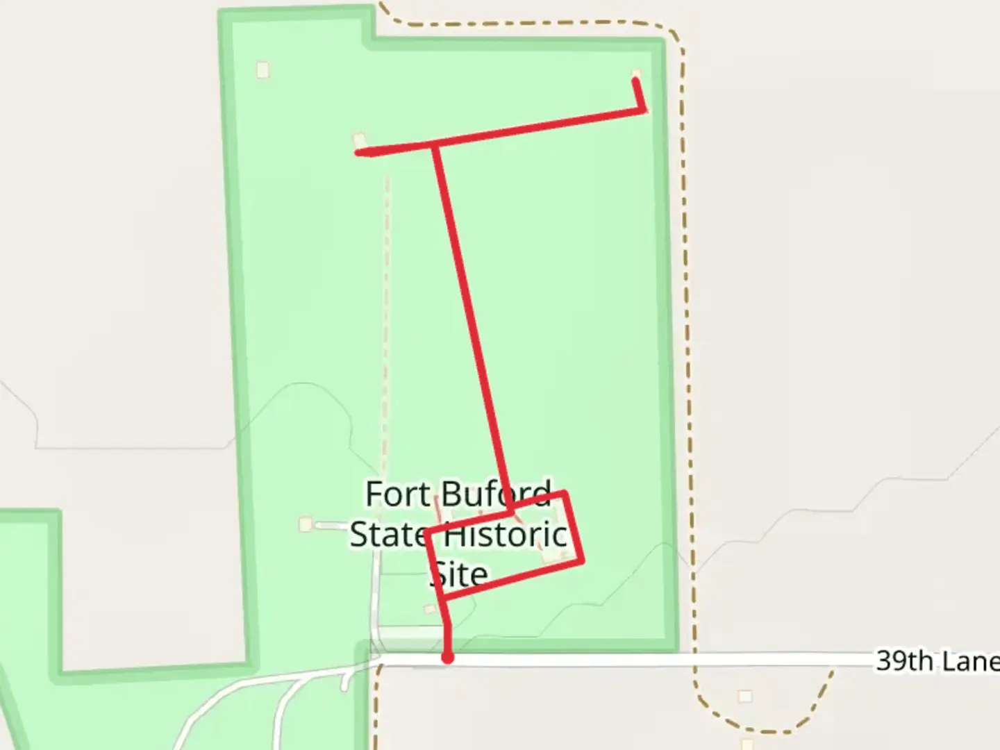 An image depicting the trail Fort Buford State Historic Site Loop and its surrounding area.