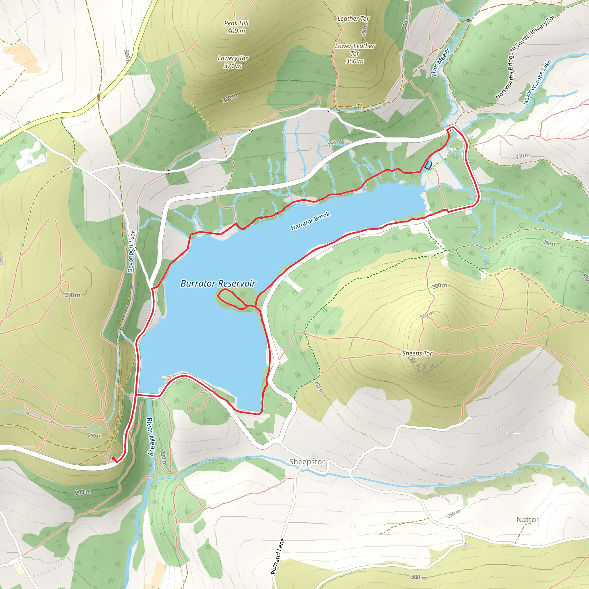 Burrator Reservoir Walk mobile static map