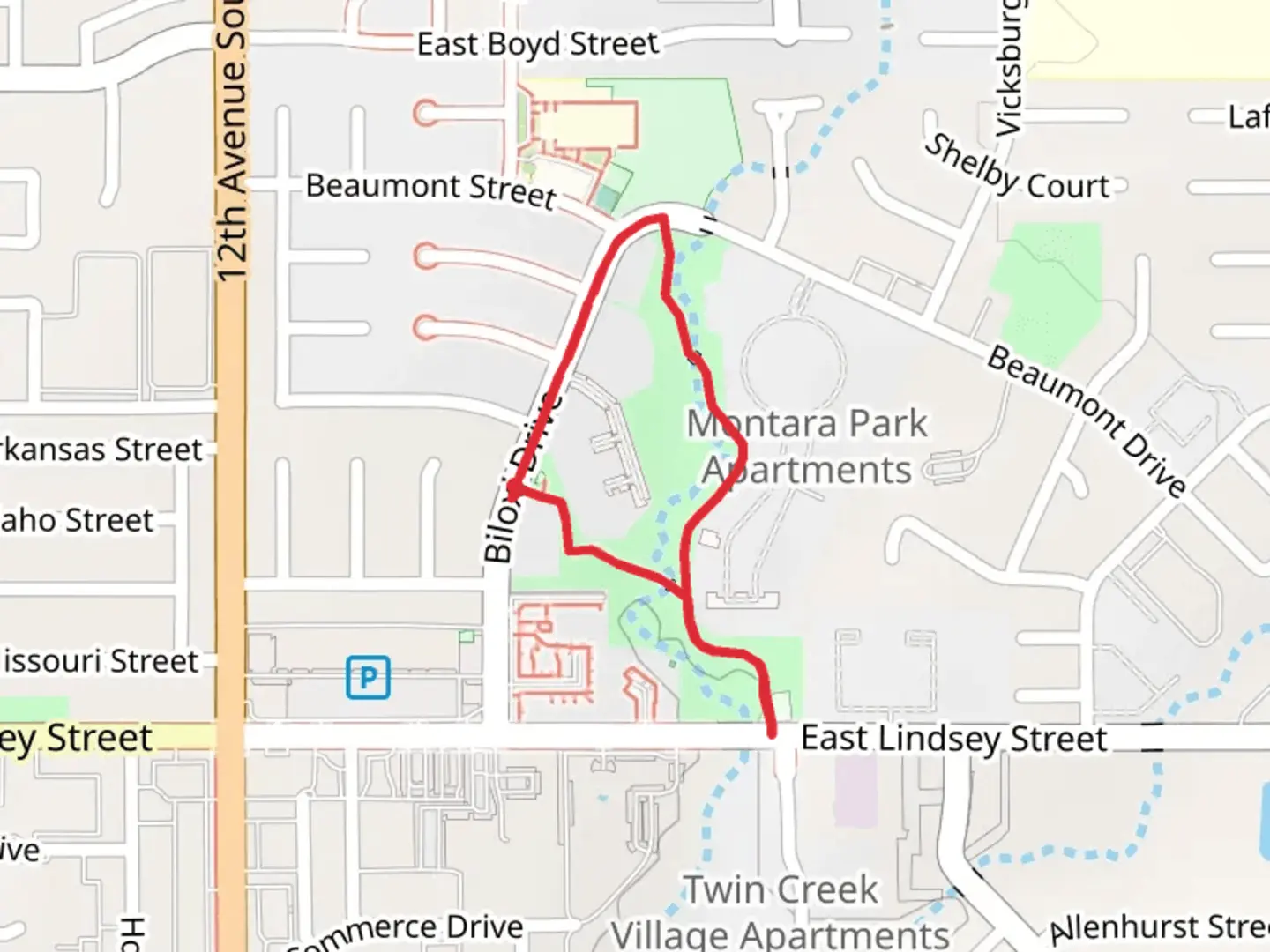 An image depicting the trail Colonial Estates Park Loop and its surrounding area.