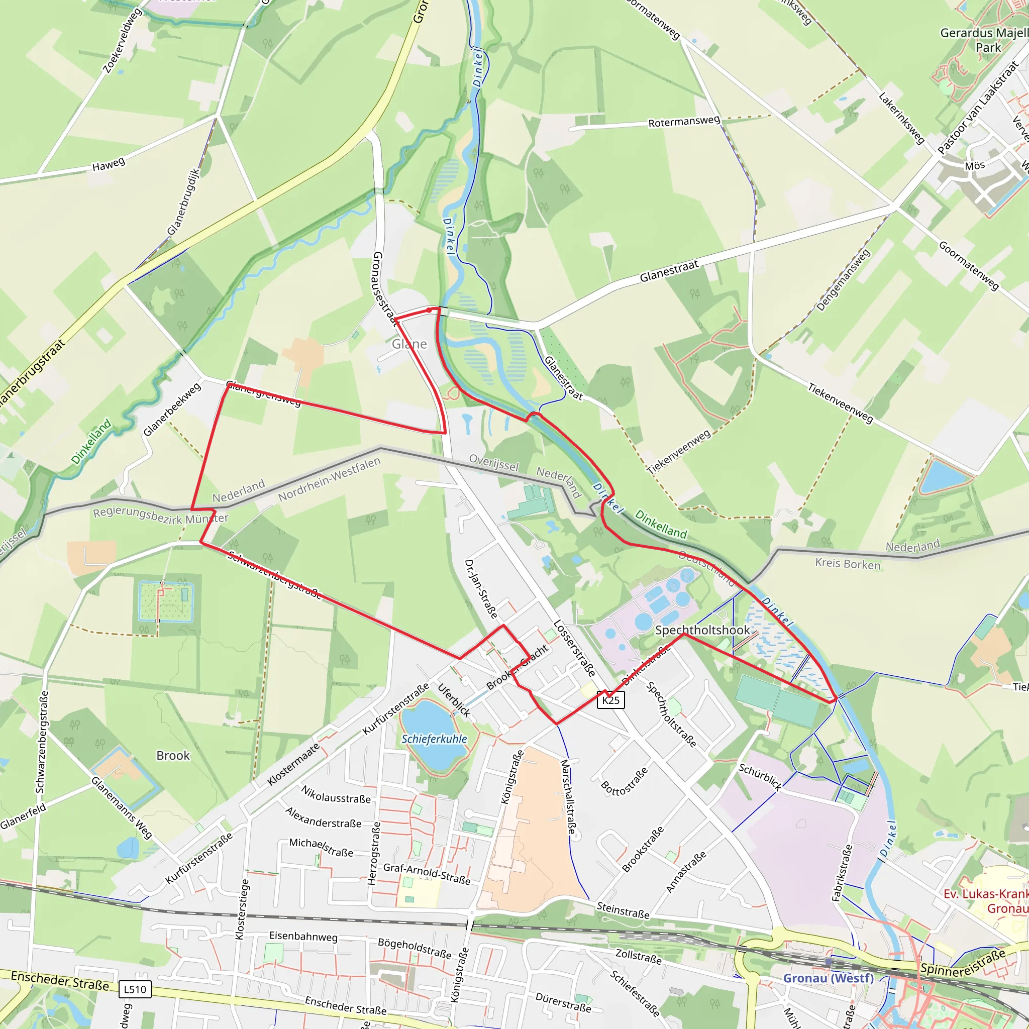 Glanergrens Weg and Dinkelpad via Dinkel mobile static map