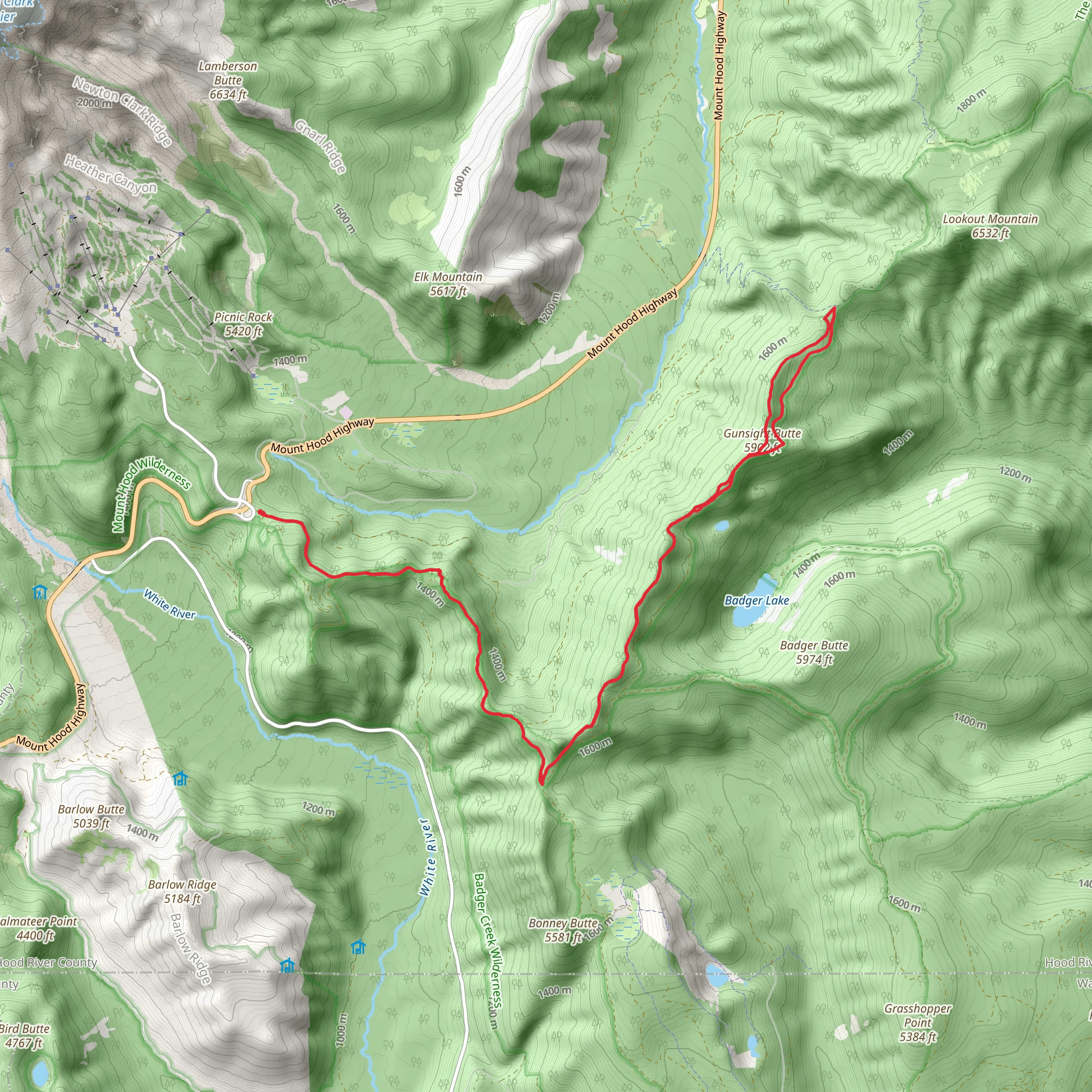 Gunsight Butte via Gunsight Trail mobile static map