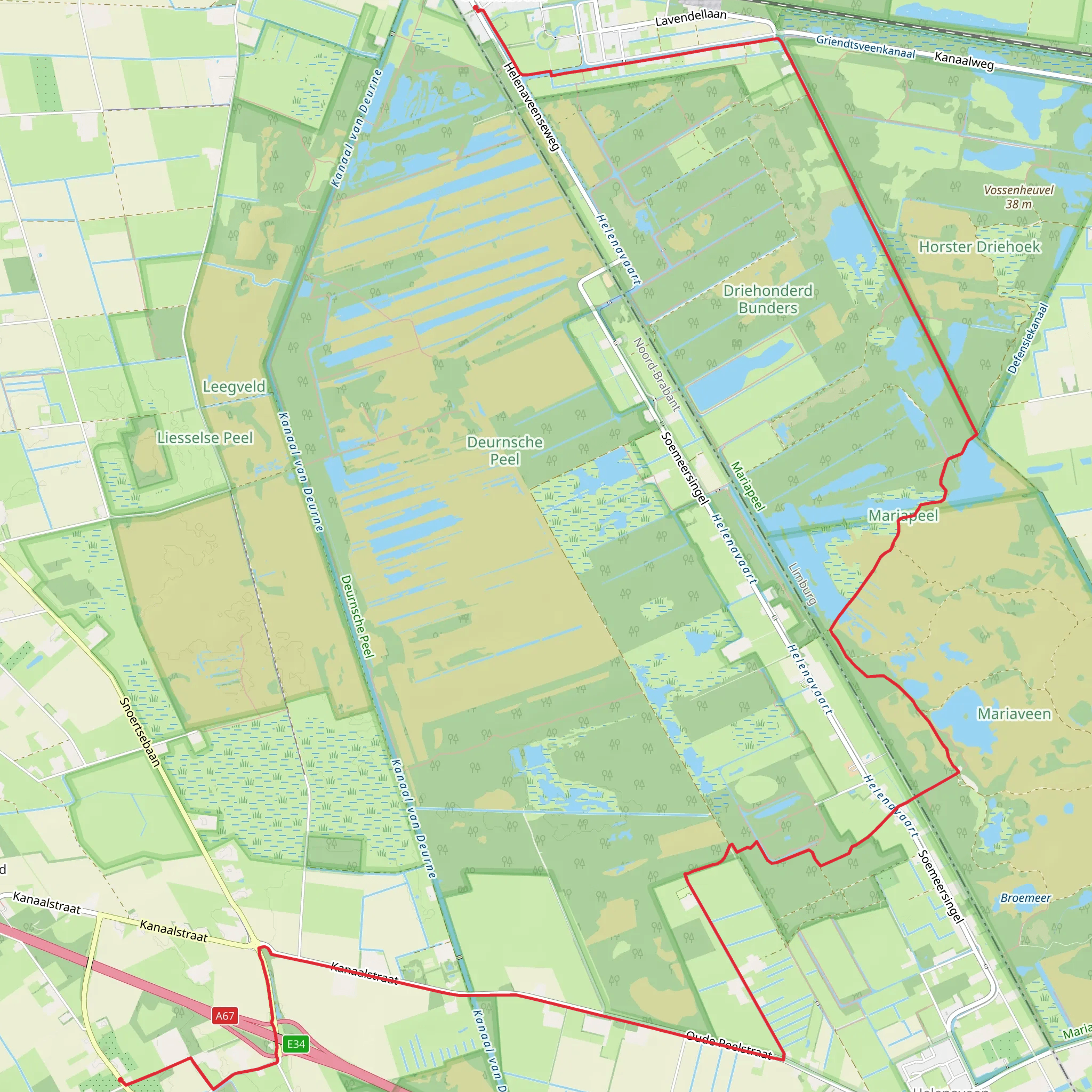 Kerk to Rechte Heitraksedijk via Griendtsveen and Mariapeel mobile static map