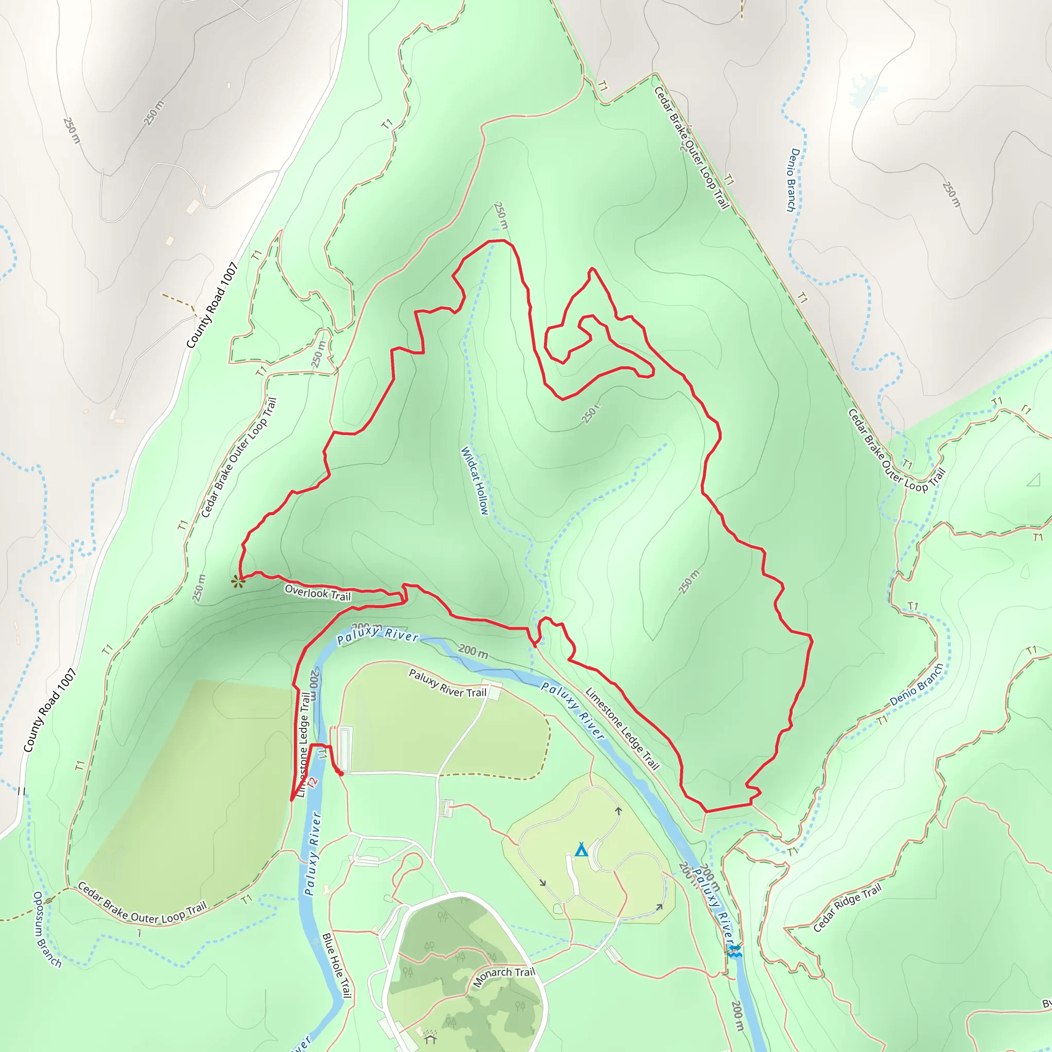 Overlook Trail and Limestone Ledge Loop Trail mobile static map