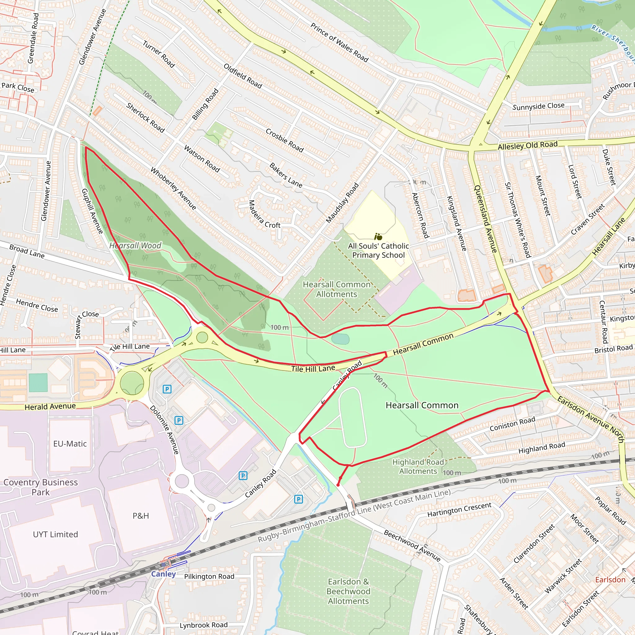 Hearsall Common mobile static map