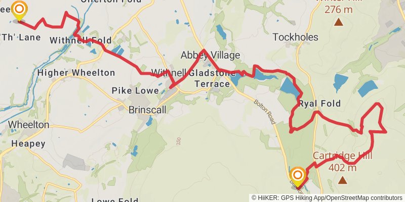 Lancashire's Southern Loop Walk stage 2 Map