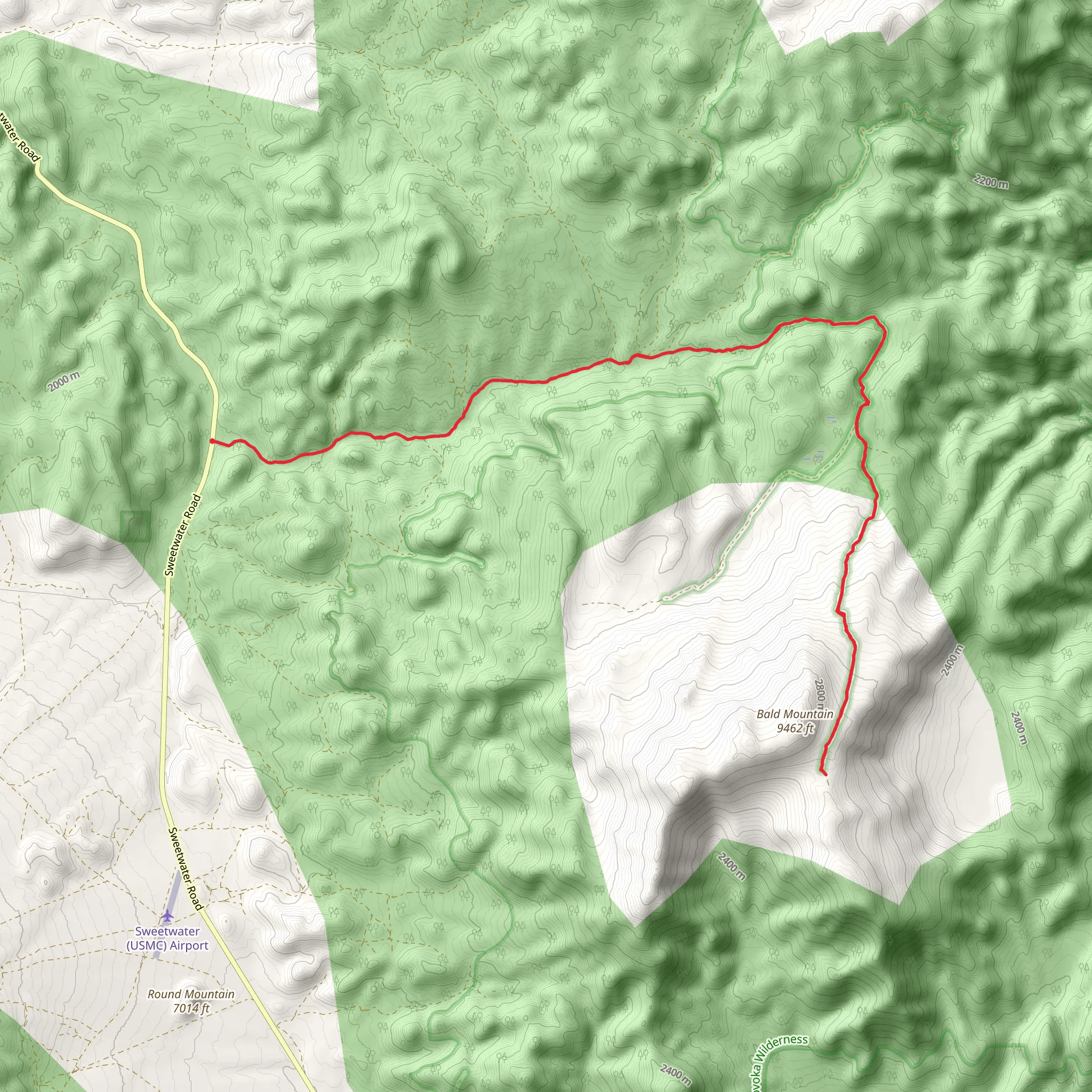 Bald Mountain from Sweetwater Road mobile static map