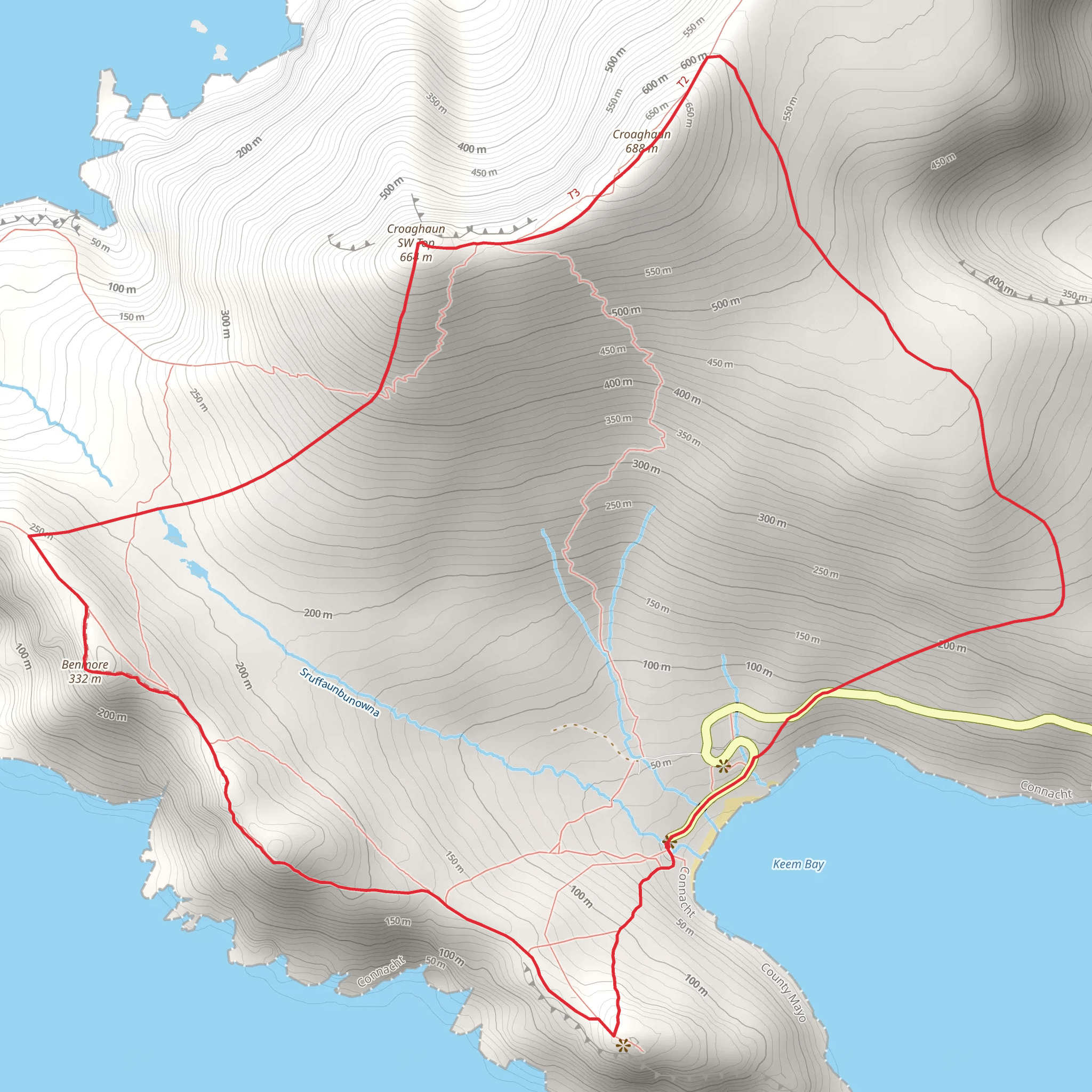 Croaghaun Summits Loop mobile static map