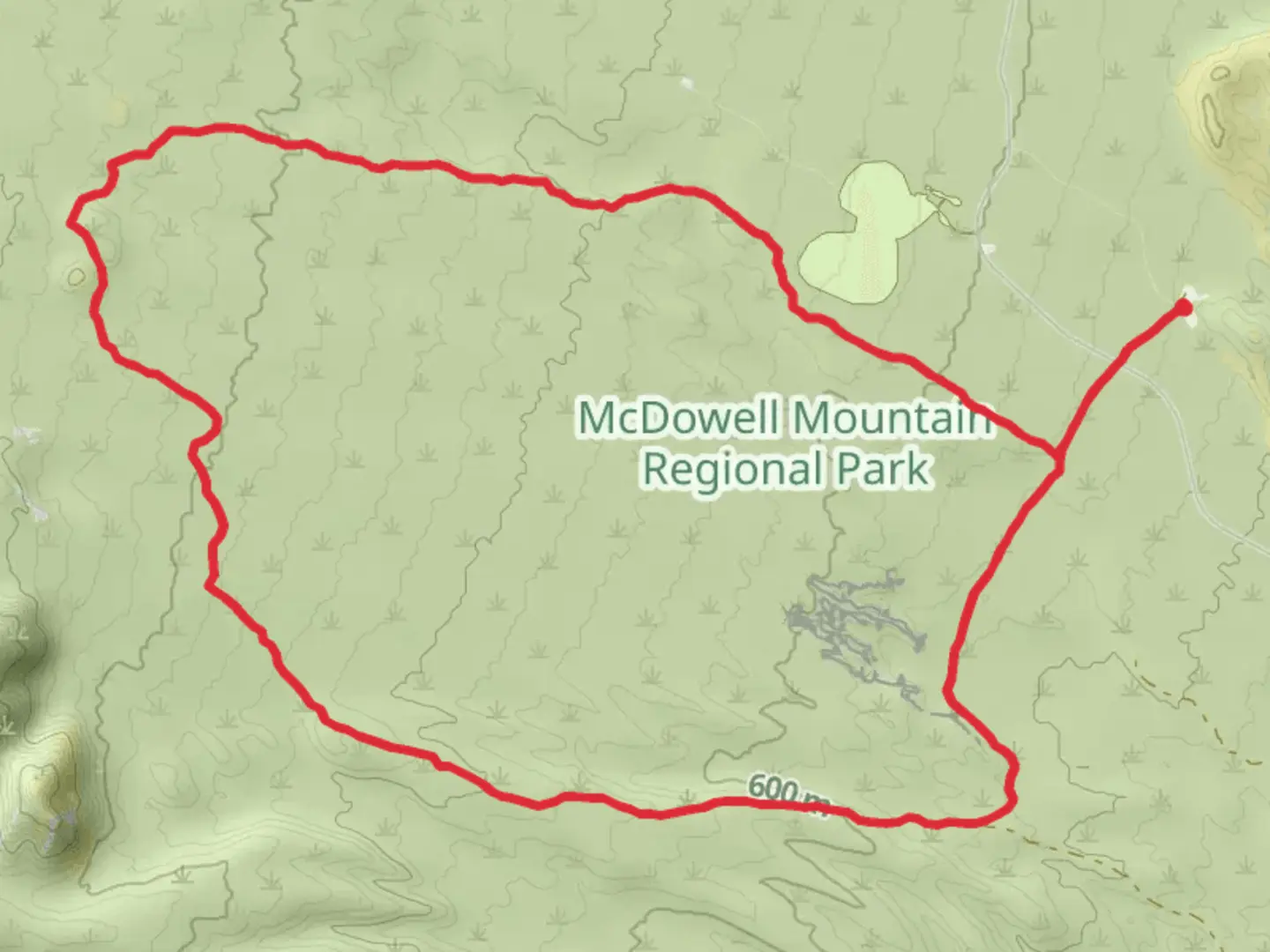 An image depicting the trail Maricopa Trail and Bluff Loop Trail and its surrounding area.