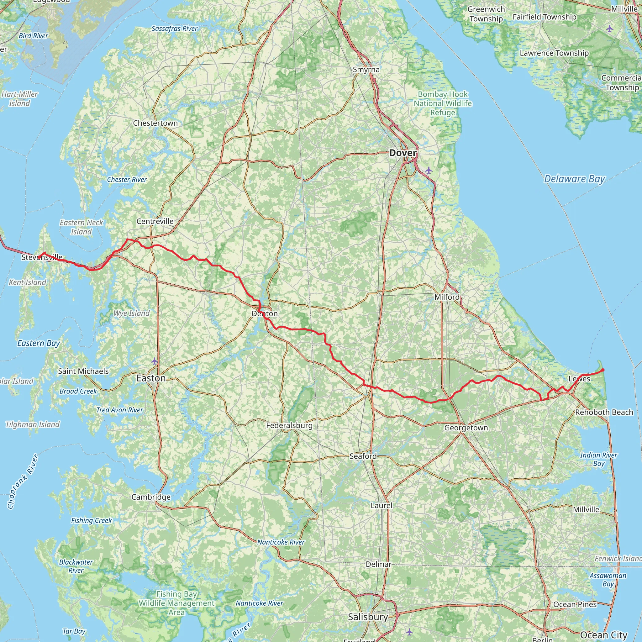 American Discovery Trail - Delmarva Peninsula mobile static map