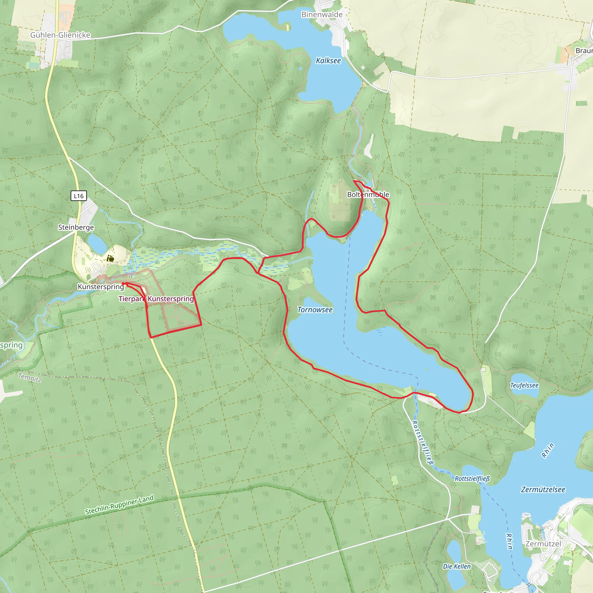 Tornowsee via Fontanewanderweg mobile static map