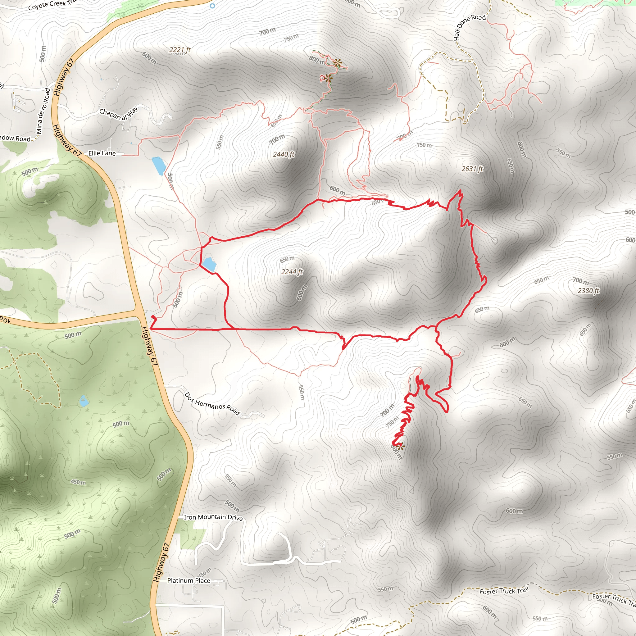 Iron Mountain Peak and Ellie Lane Loop Trail mobile static map