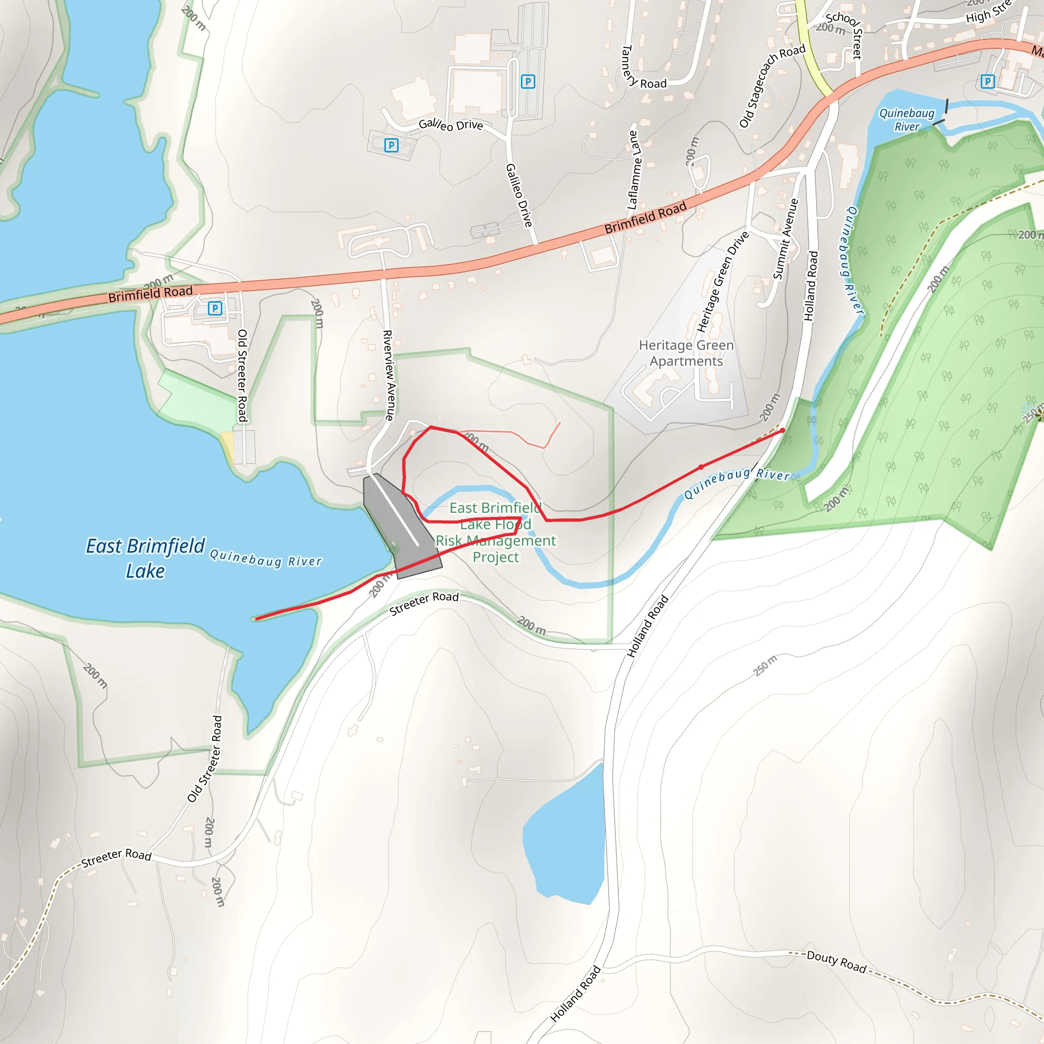 East Brimfield Lake Trail via Holland Road mobile static map