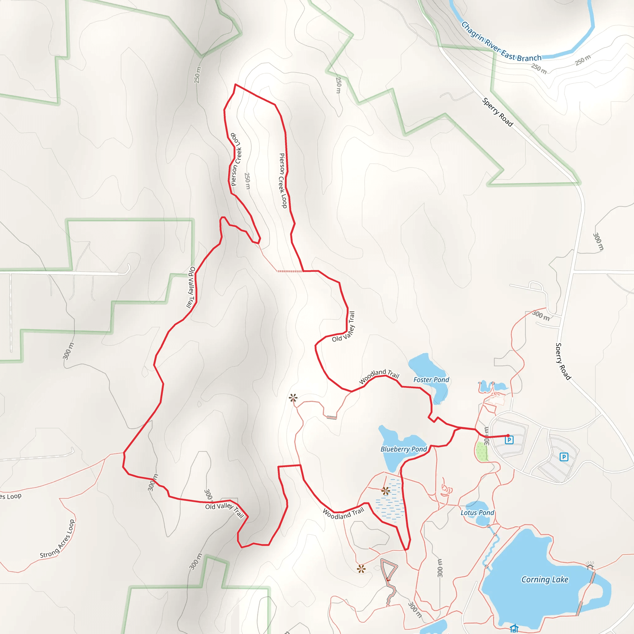 Blueberry Pond - Woodland - Old Valley - Pierson Creek Loop Trail mobile static map