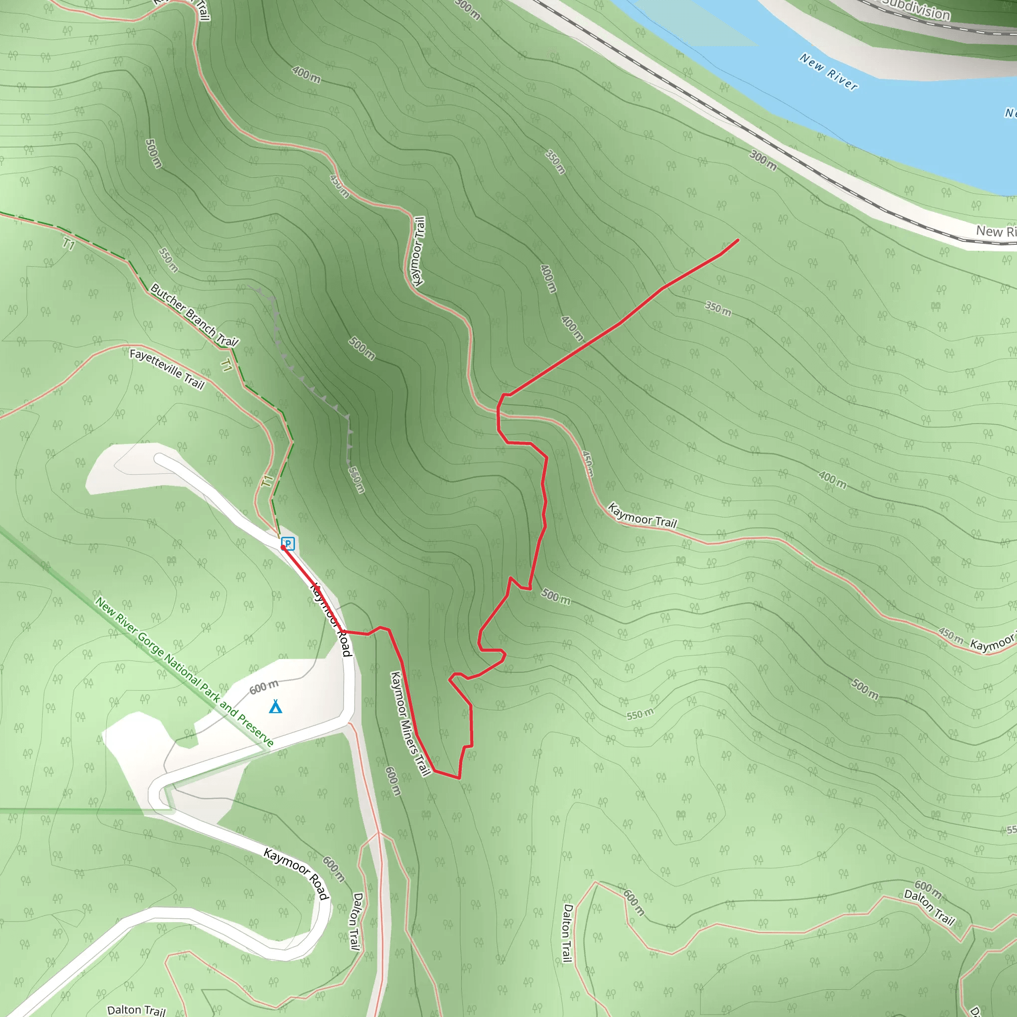 Kaymoor Miners Trail mobile static map