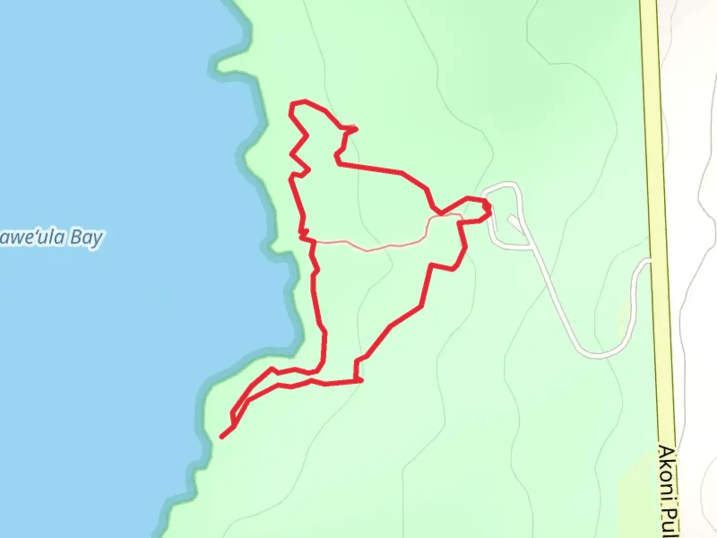 An image depicting the trail Akoni Pule Highway Loop and its surrounding area.