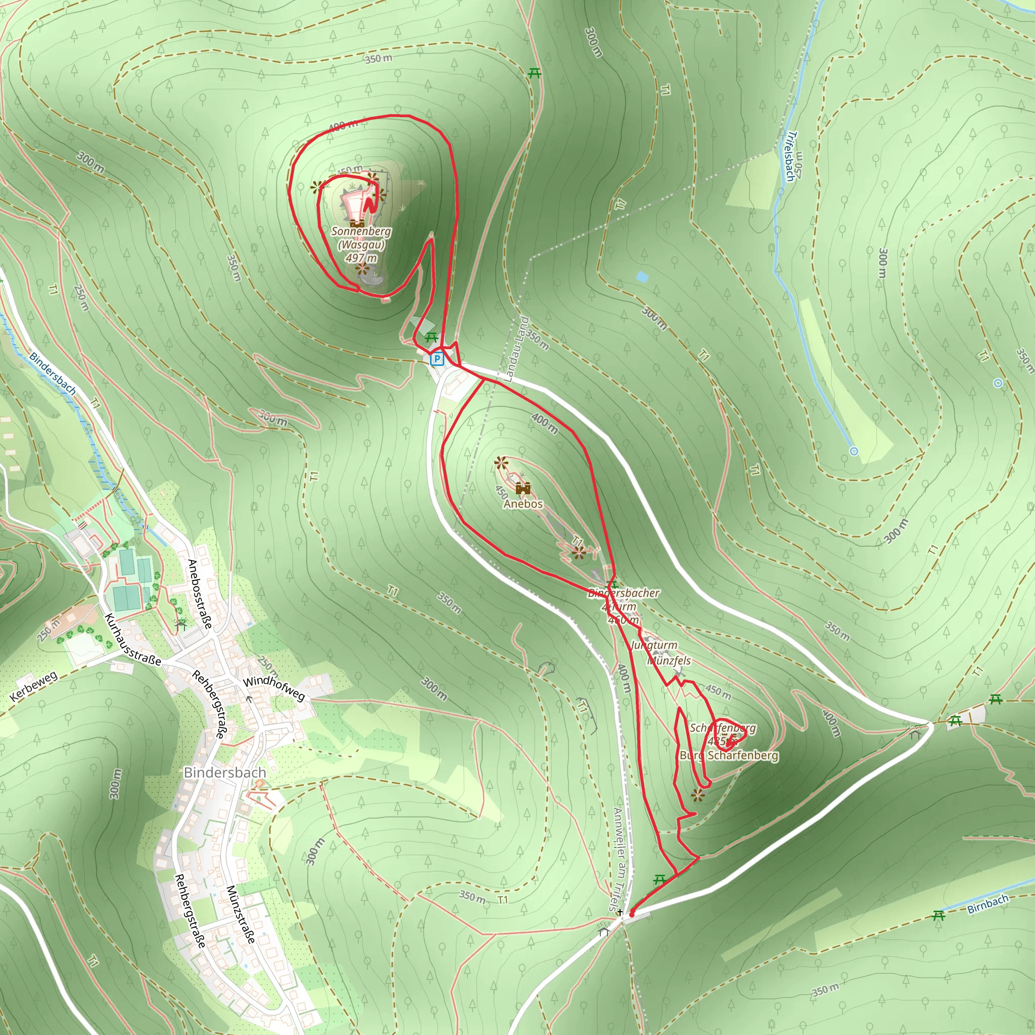 Gerhard-Weber-Weg and Reichsburg Trifels via Moenchsweg mobile static map