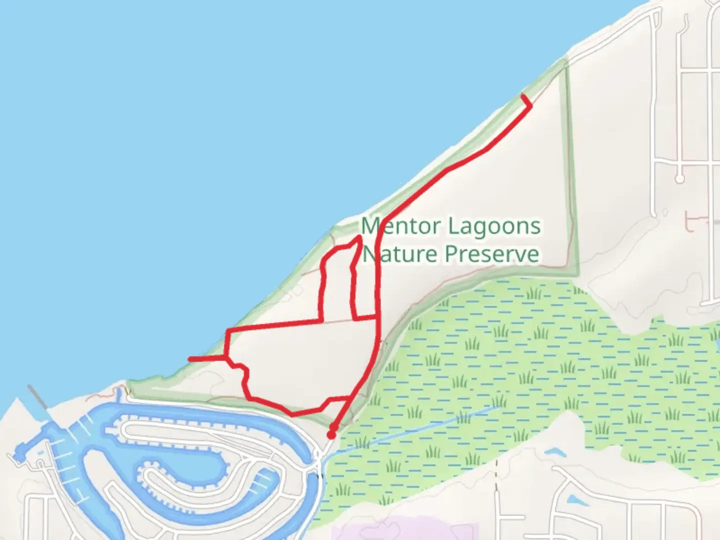 An image depicting the trail Marina Overlook, Woods Trail and Lakefront Trail Loop and its surrounding area.