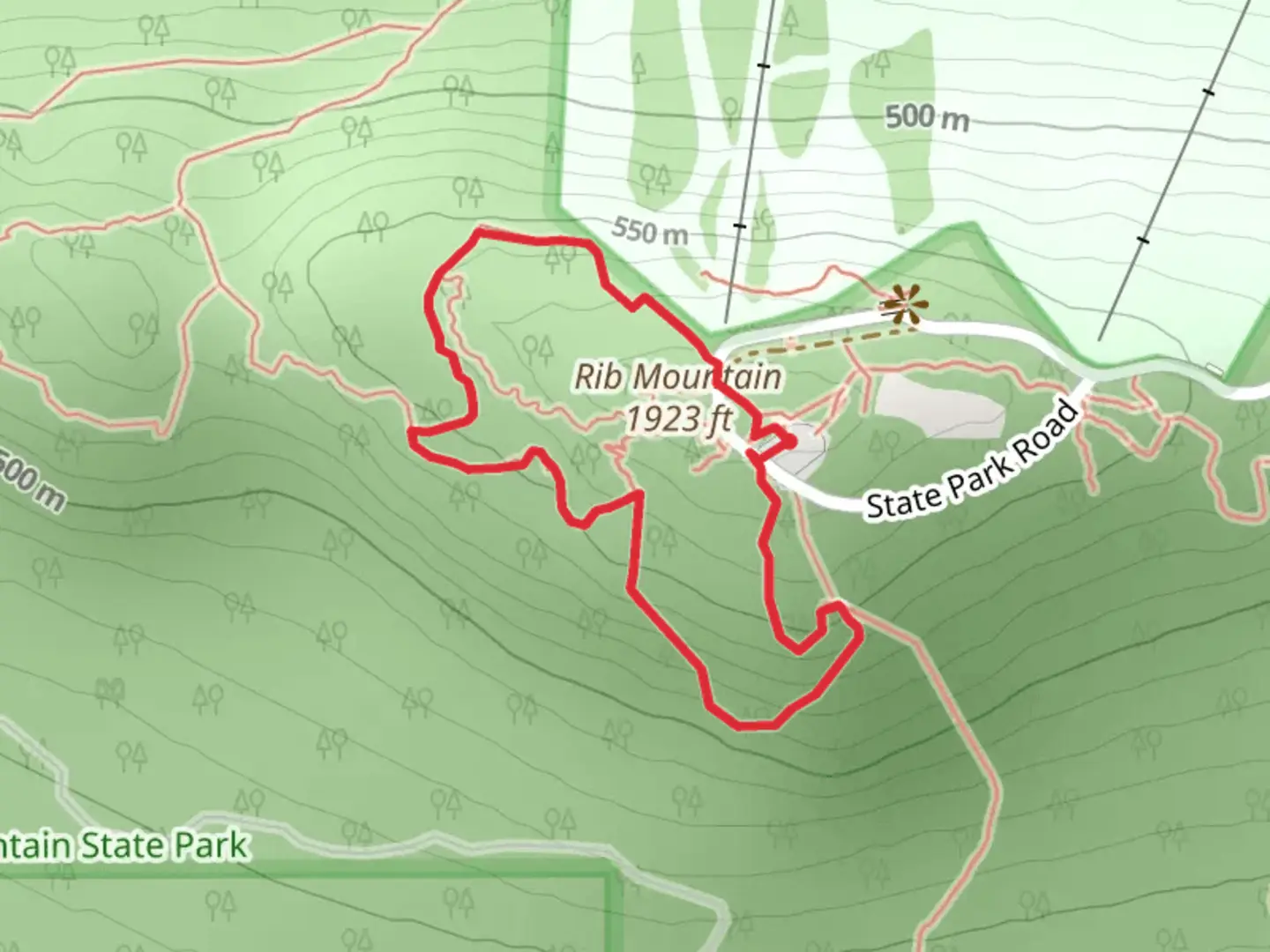 An image depicting the trail Red Loop Trail and its surrounding area.