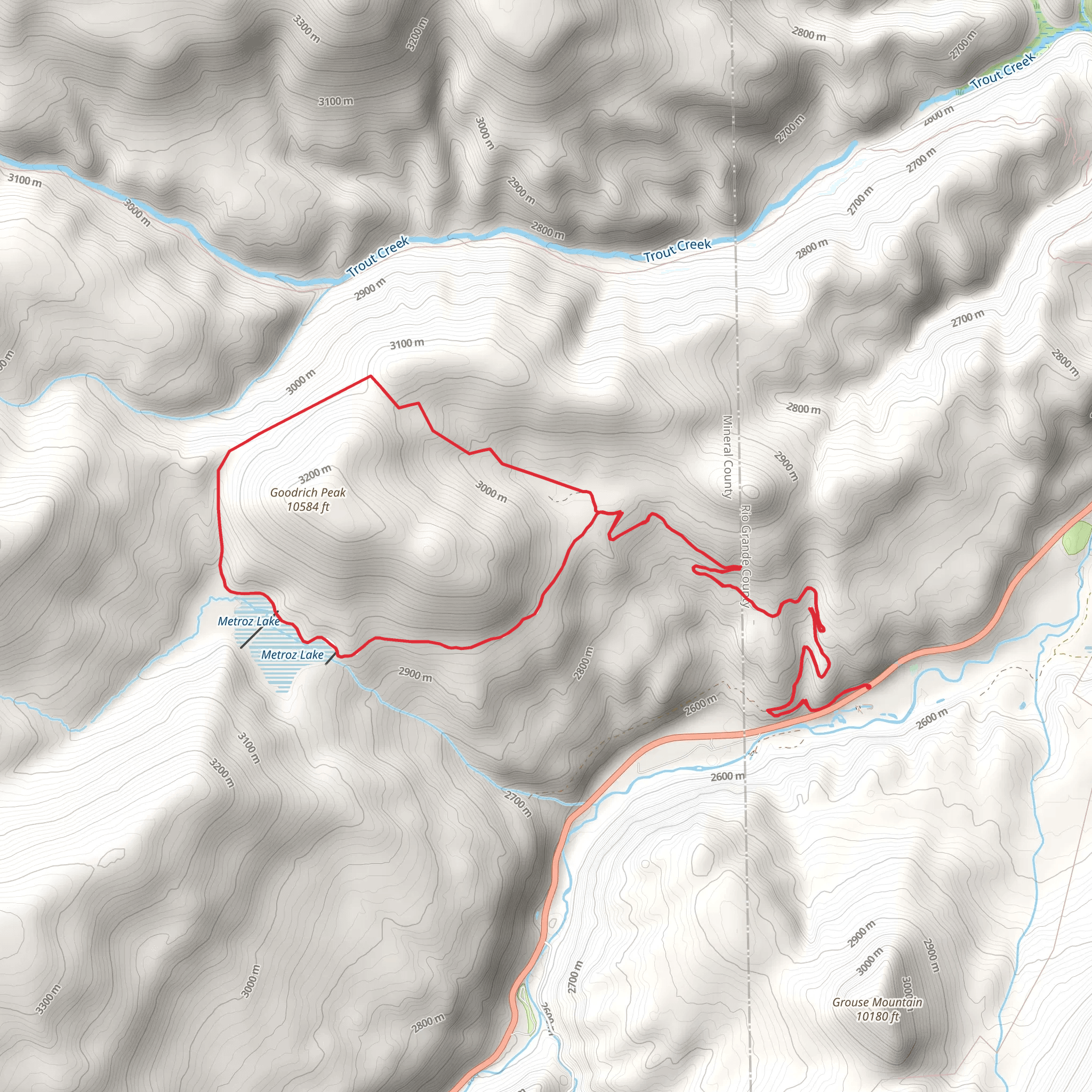 Loop around Goodrich Park, Goodrich Peak and Metroz Lake mobile static map