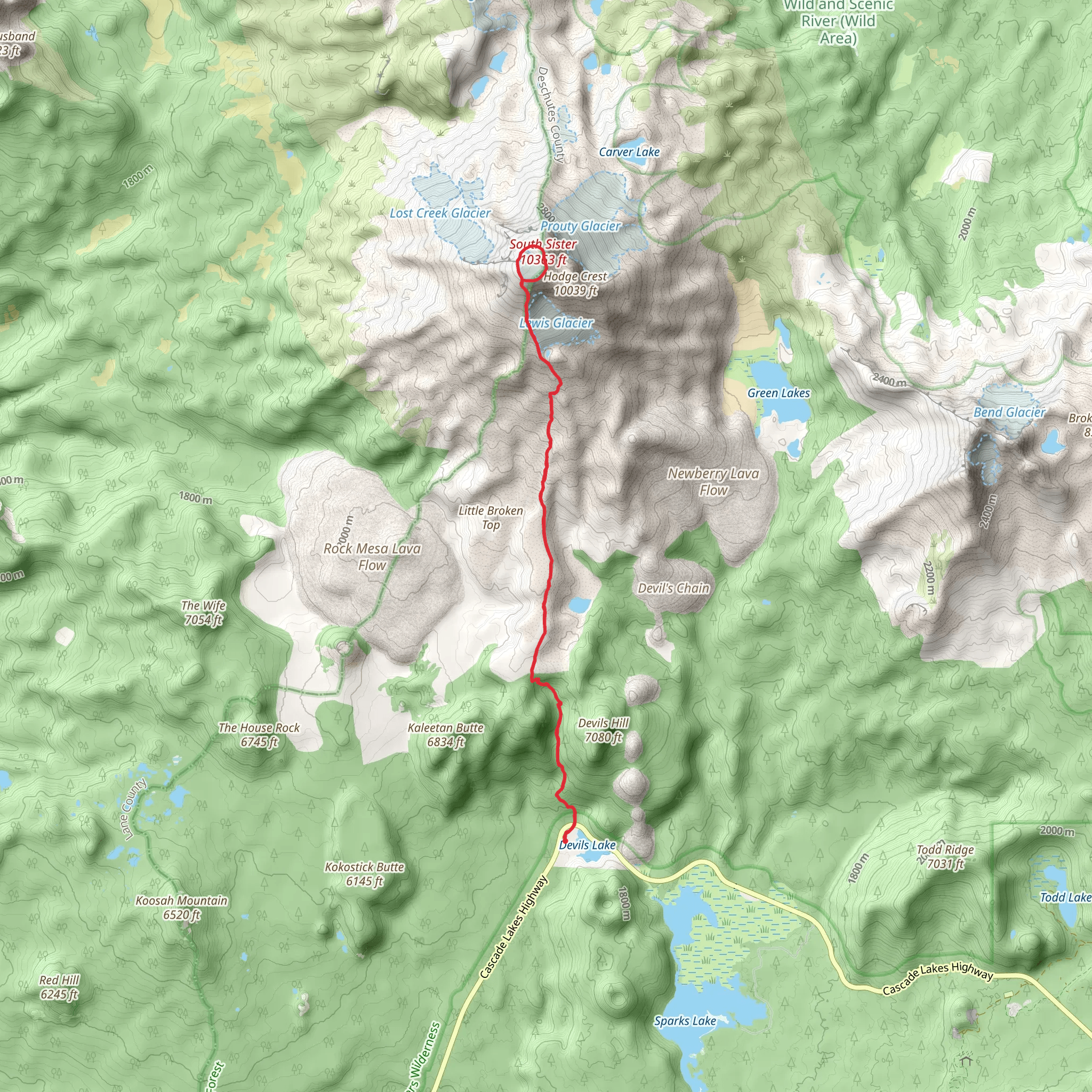 Teardrop Pool and South Sister Climber Trail mobile static map