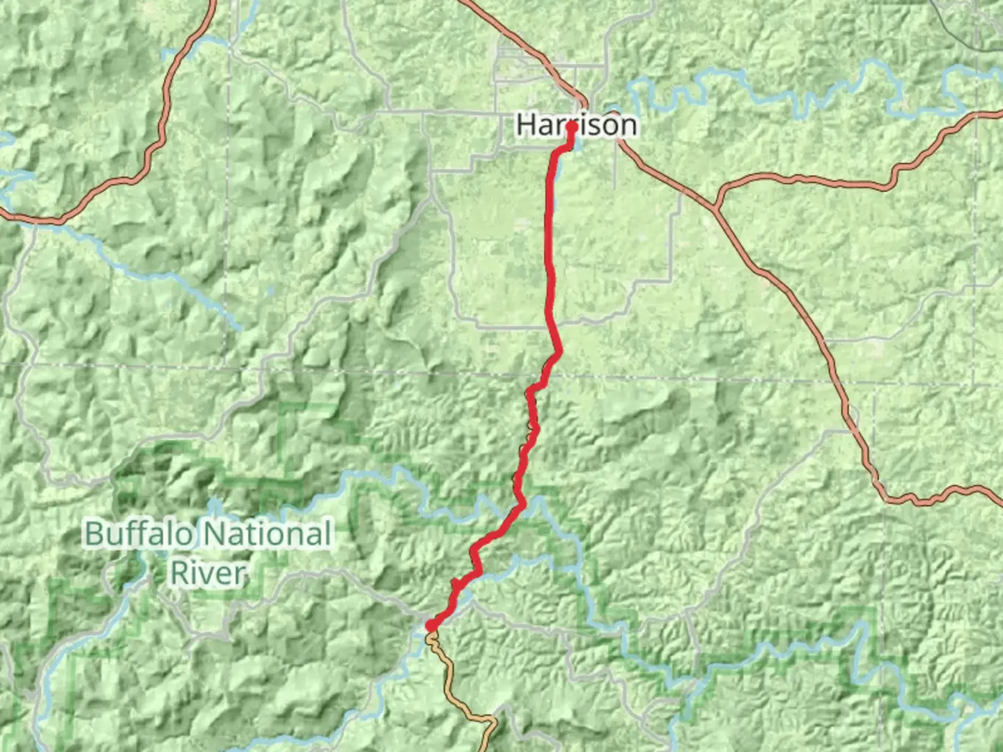 An image depicting the trail Harrison to Jasper and its surrounding area.