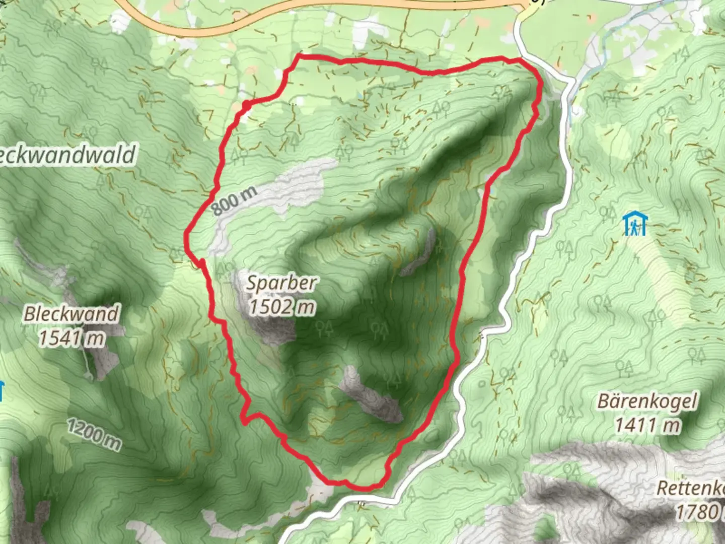 An image depicting the trail Sparberrundweg Loop and its surrounding area.