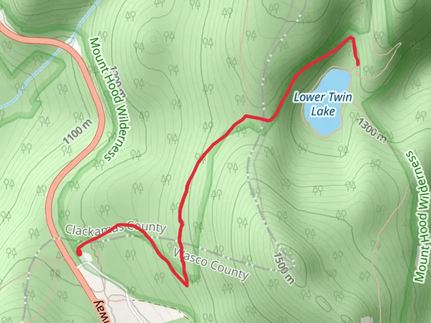 An image depicting the trail Lower Twin Lake via Pacific Crest Trail and its surrounding area.