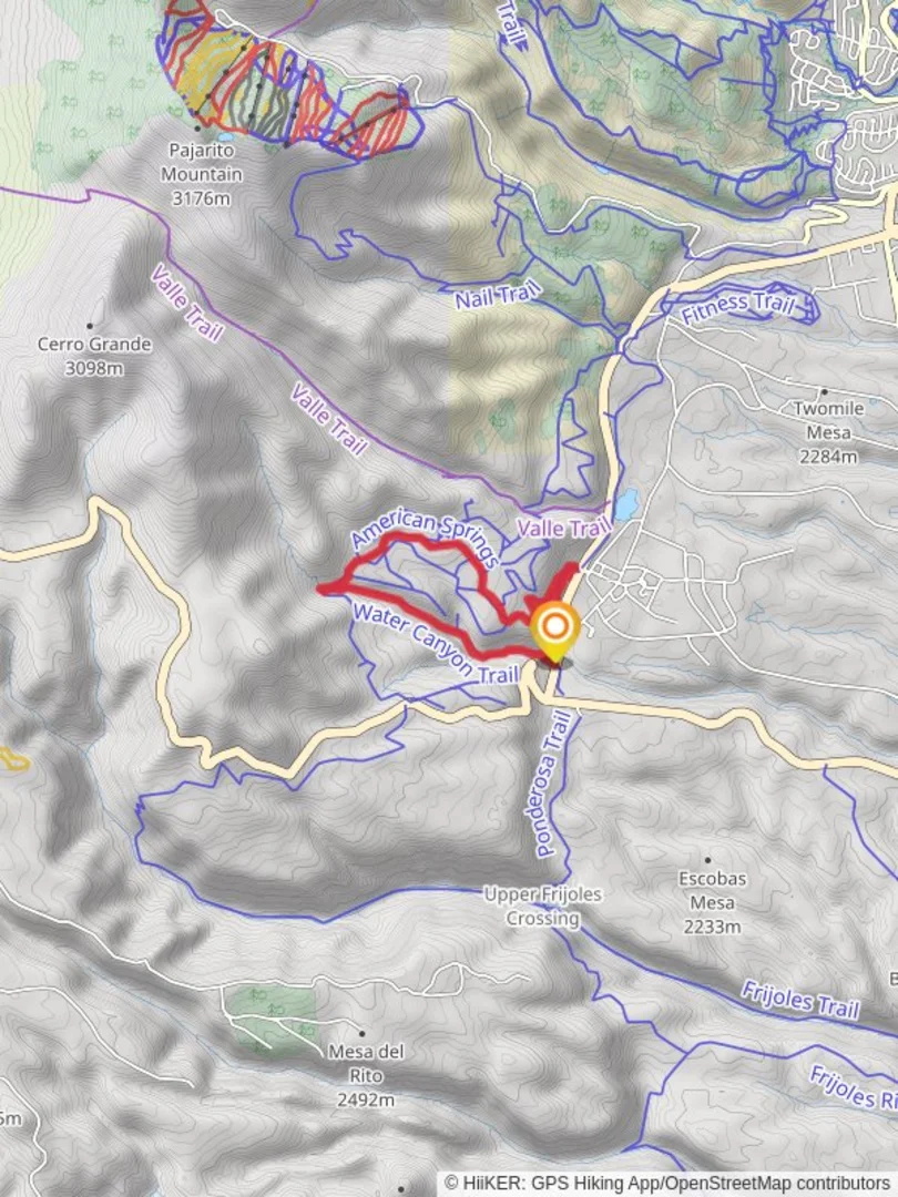 An image depicting the trail Water Canyon and American Springs Loop Trail and its surrounding area.