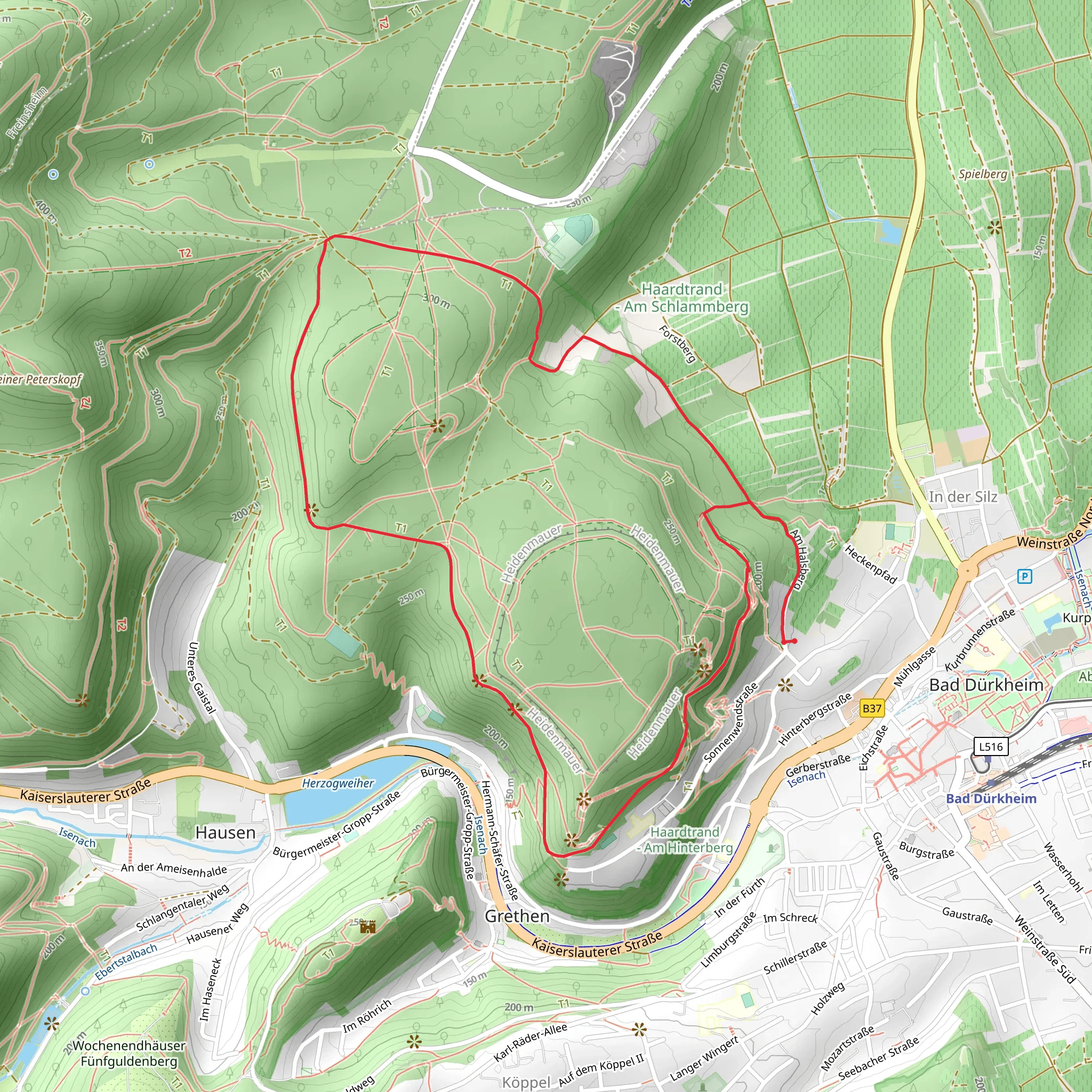 Herzogweiherblick and Ricardus Blick via Pfalzerwald Roter Punkt mobile static map