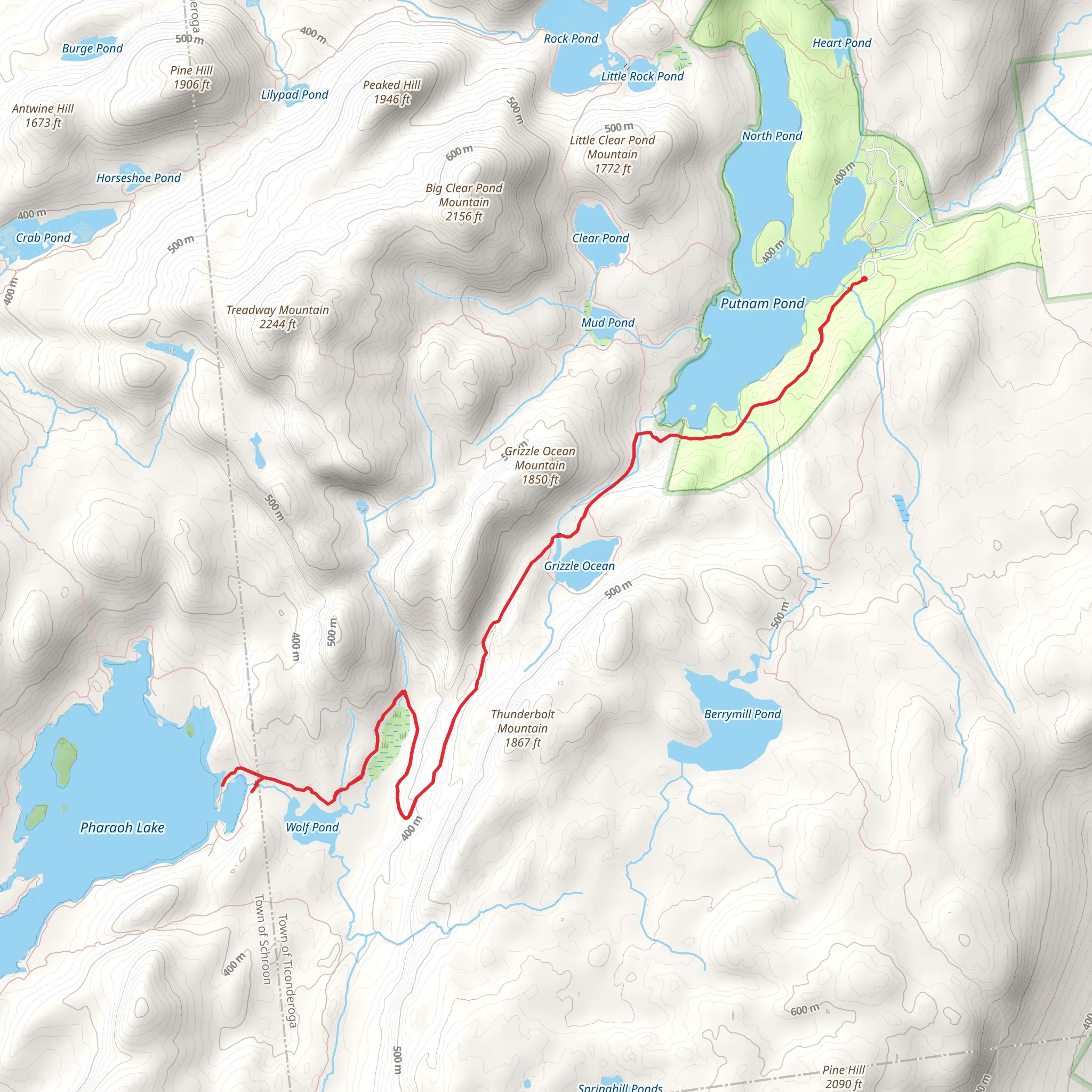 Pharoah Lake and Grizzle Ocean via Grizzle Ocean Trail mobile static map