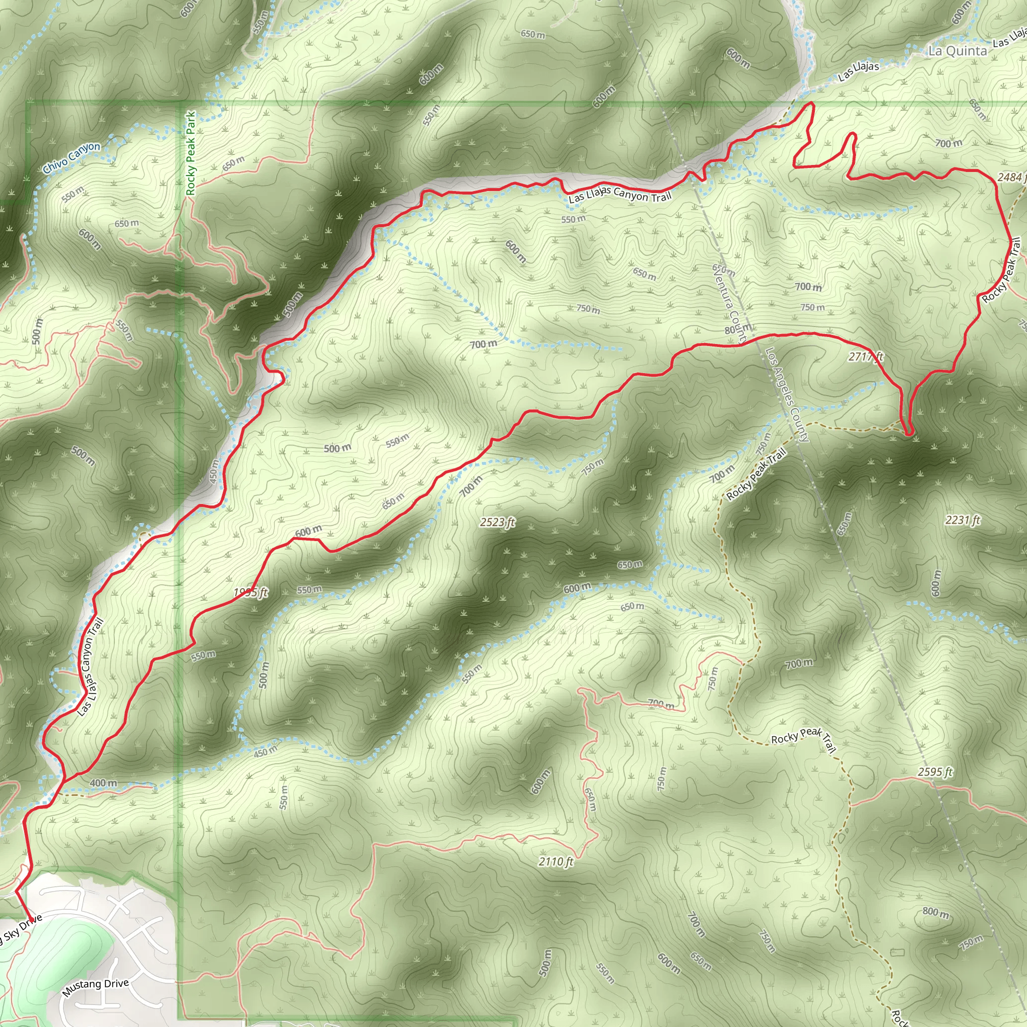 Las Llajas Canyon and Rocky Peak Loop Trail mobile static map
