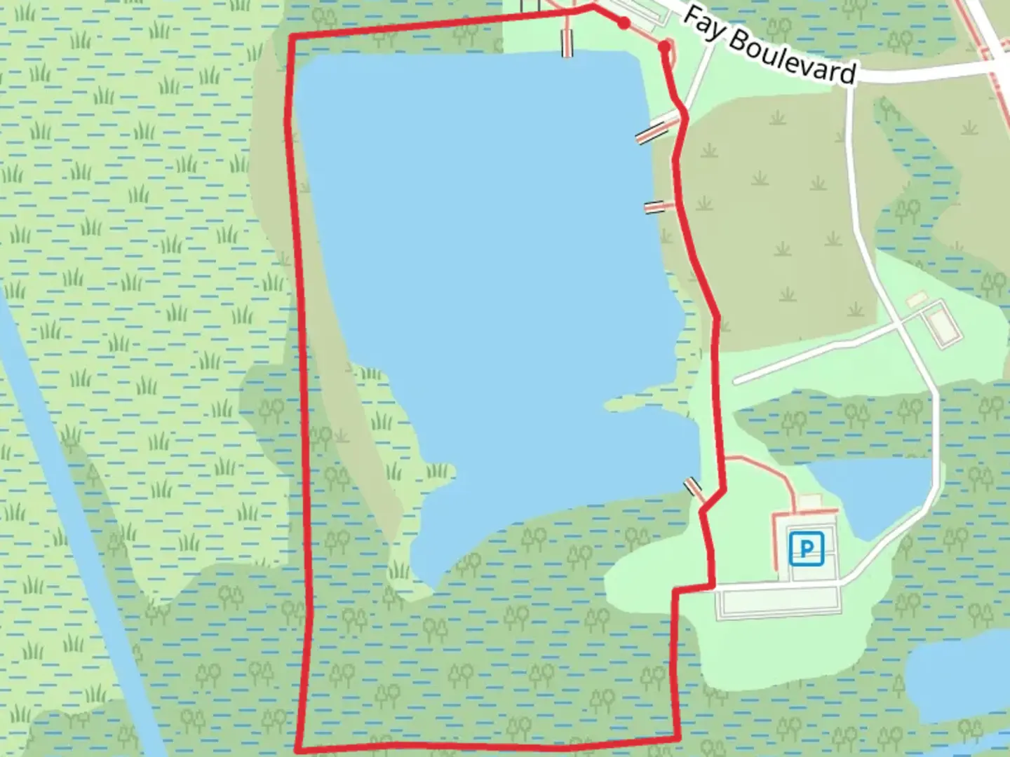 An image depicting the trail Happy Trail Loop and its surrounding area.